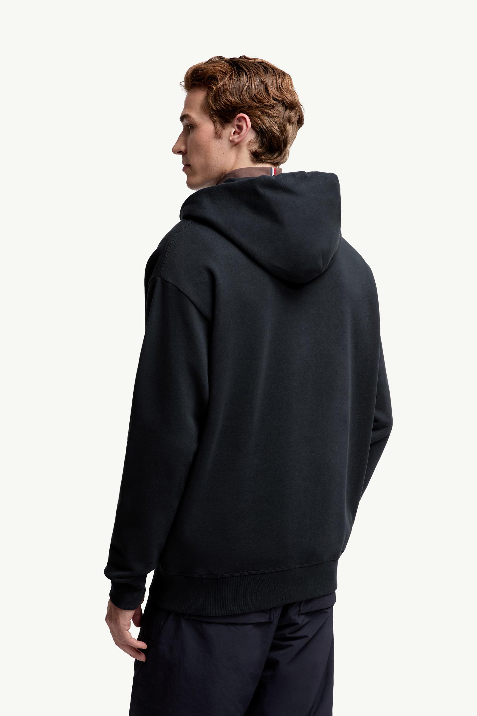 Navy Blue Logo Cotton Hoodie - Sweatshirts for Men | Moncler US