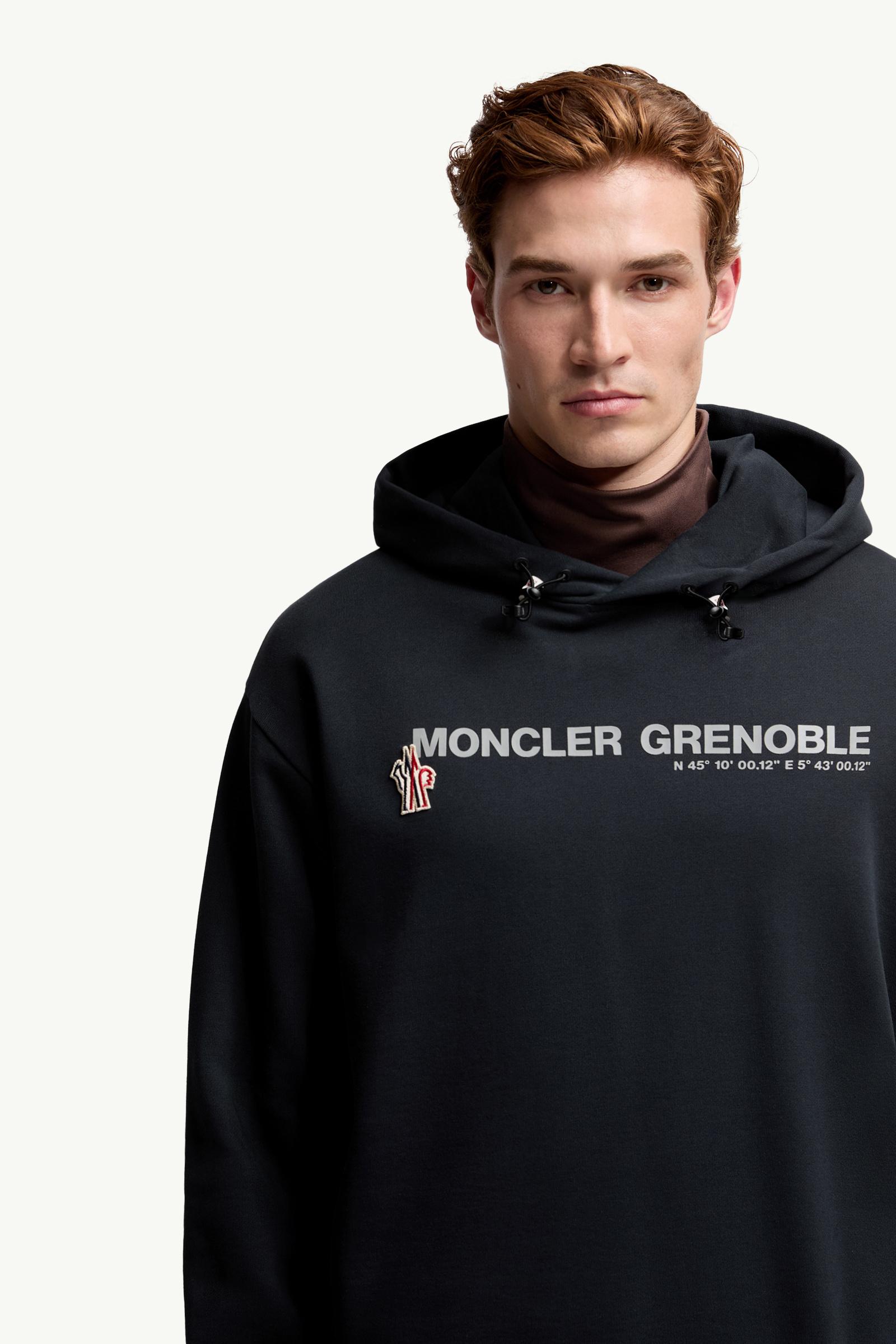 Navy Blue Logo Cotton Hoodie - Sweatshirts for Men | Moncler US