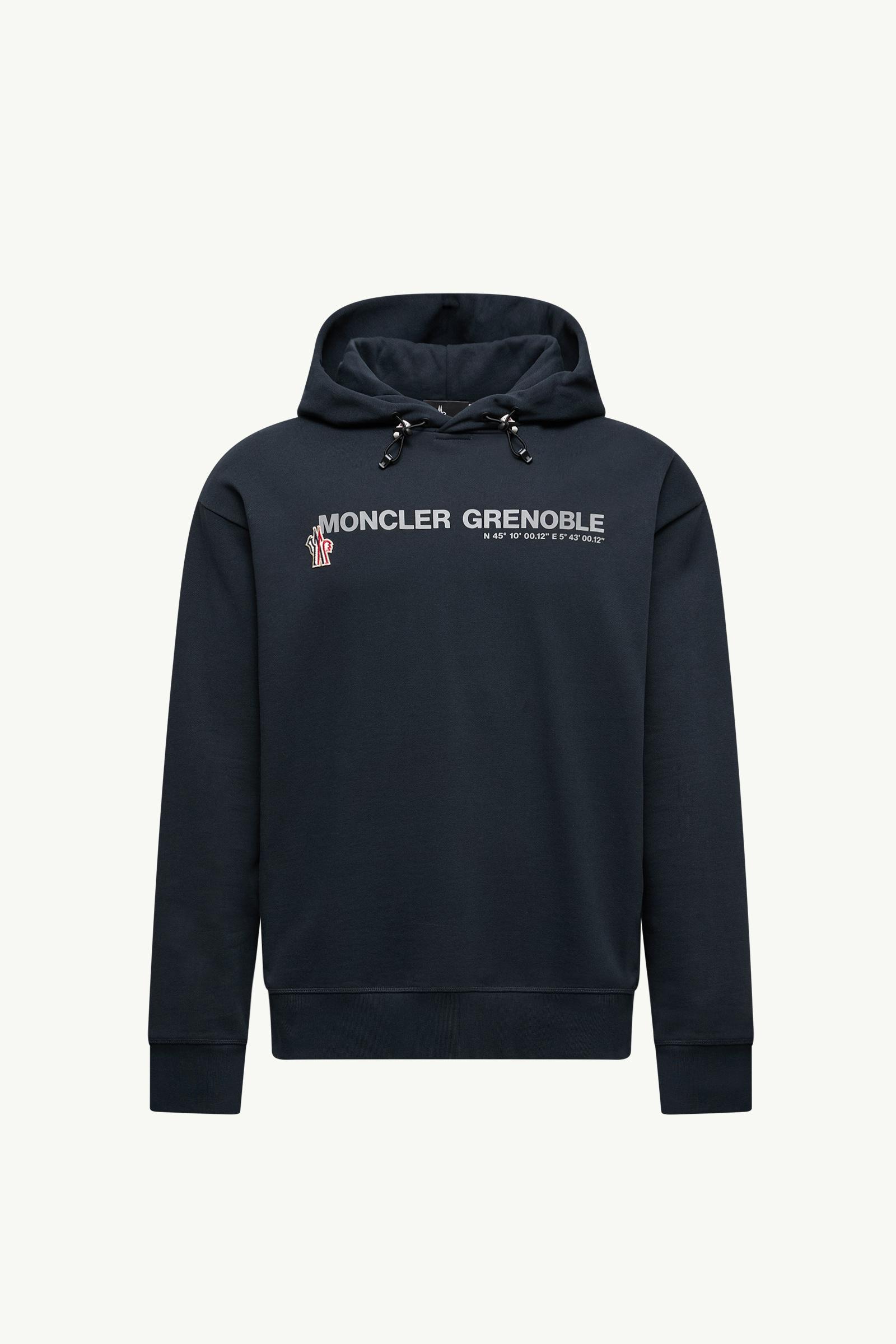 Navy Blue Logo Cotton Hoodie - Sweatshirts for Men | Moncler NL