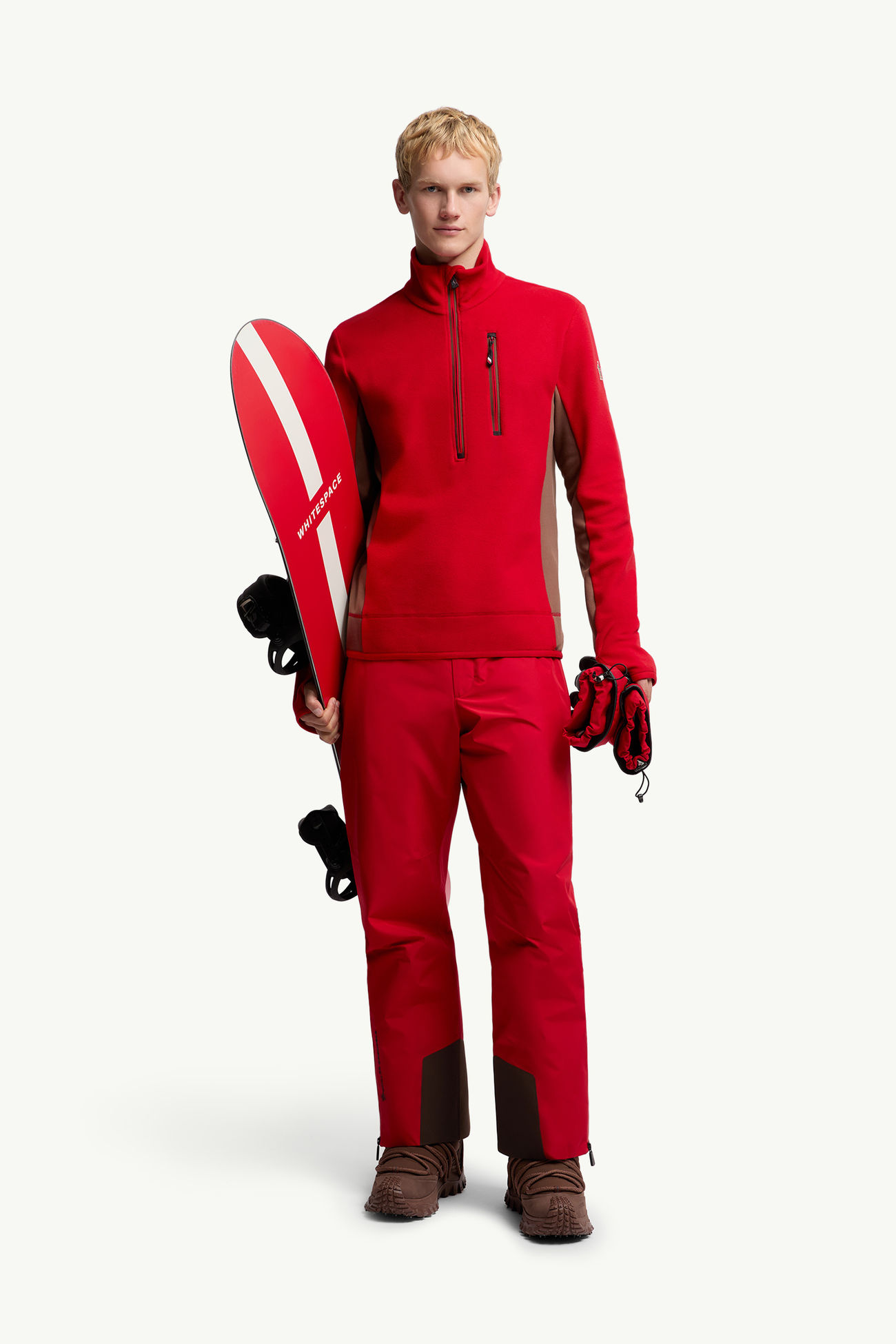 Sudadera con media cremallera Hombre Rojo Brillante Moncler 0