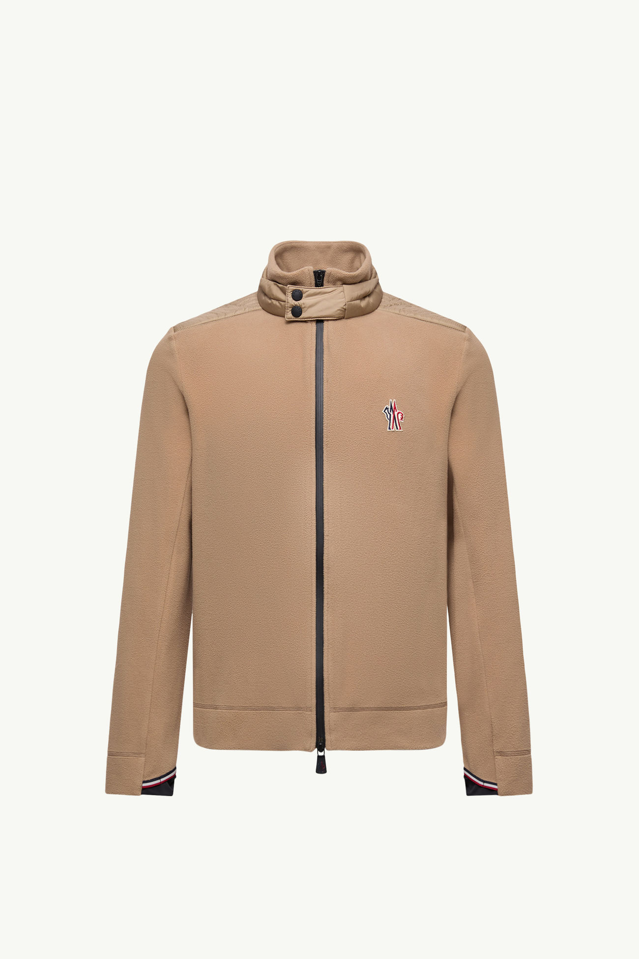 Fleece Zip-Up Sweatshirt Men Camel Beige Moncler 2