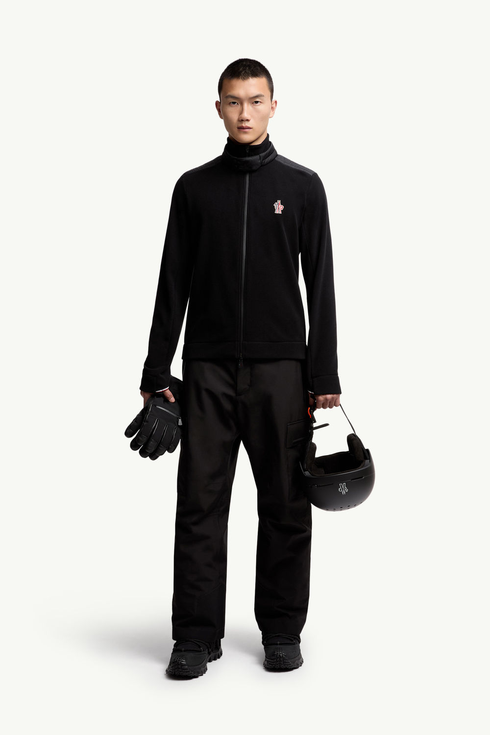 Fleece Zip-Up Sweatshirt Men Black Moncler 0