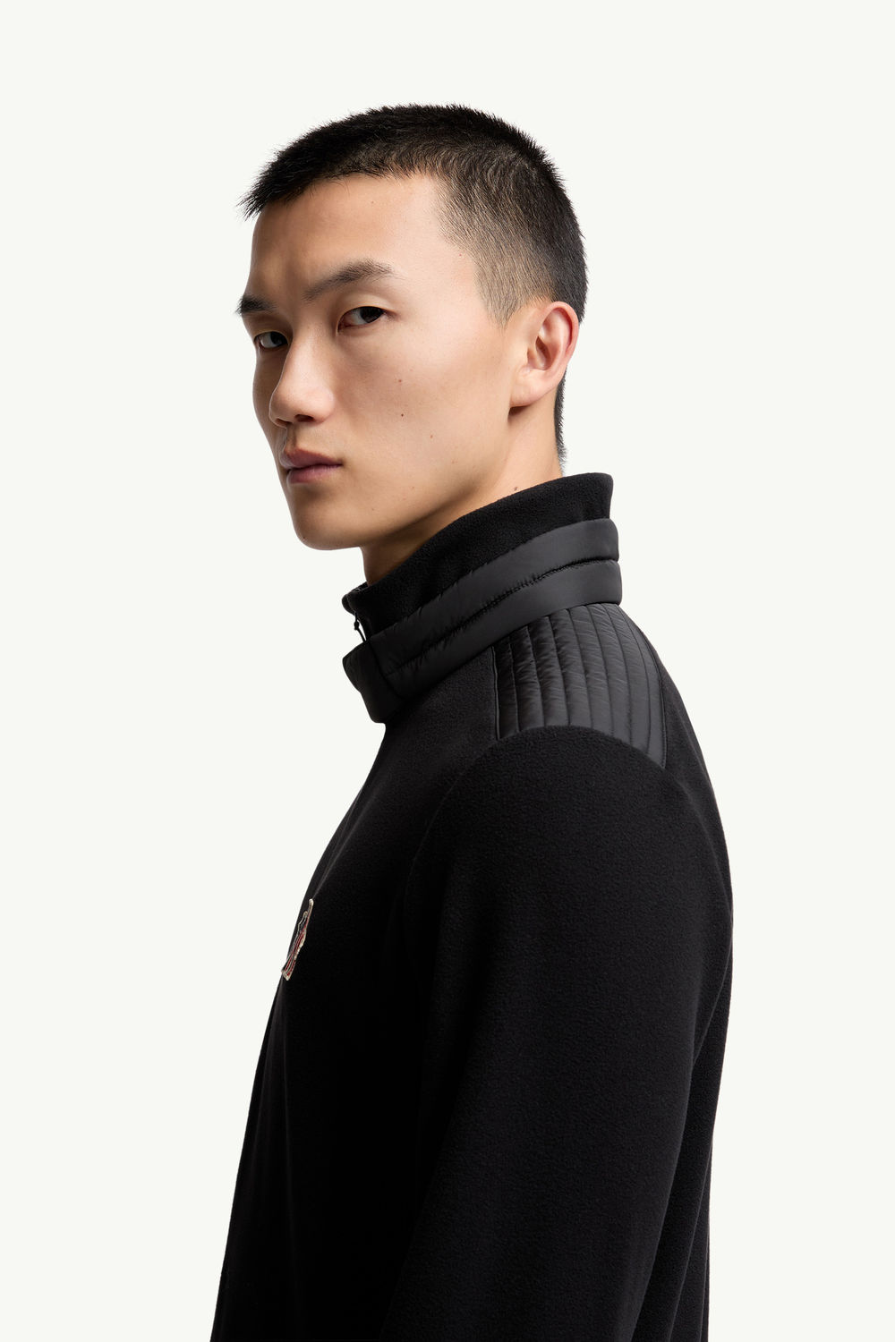 Fleece Zip-Up Sweatshirt Men Black Moncler 1