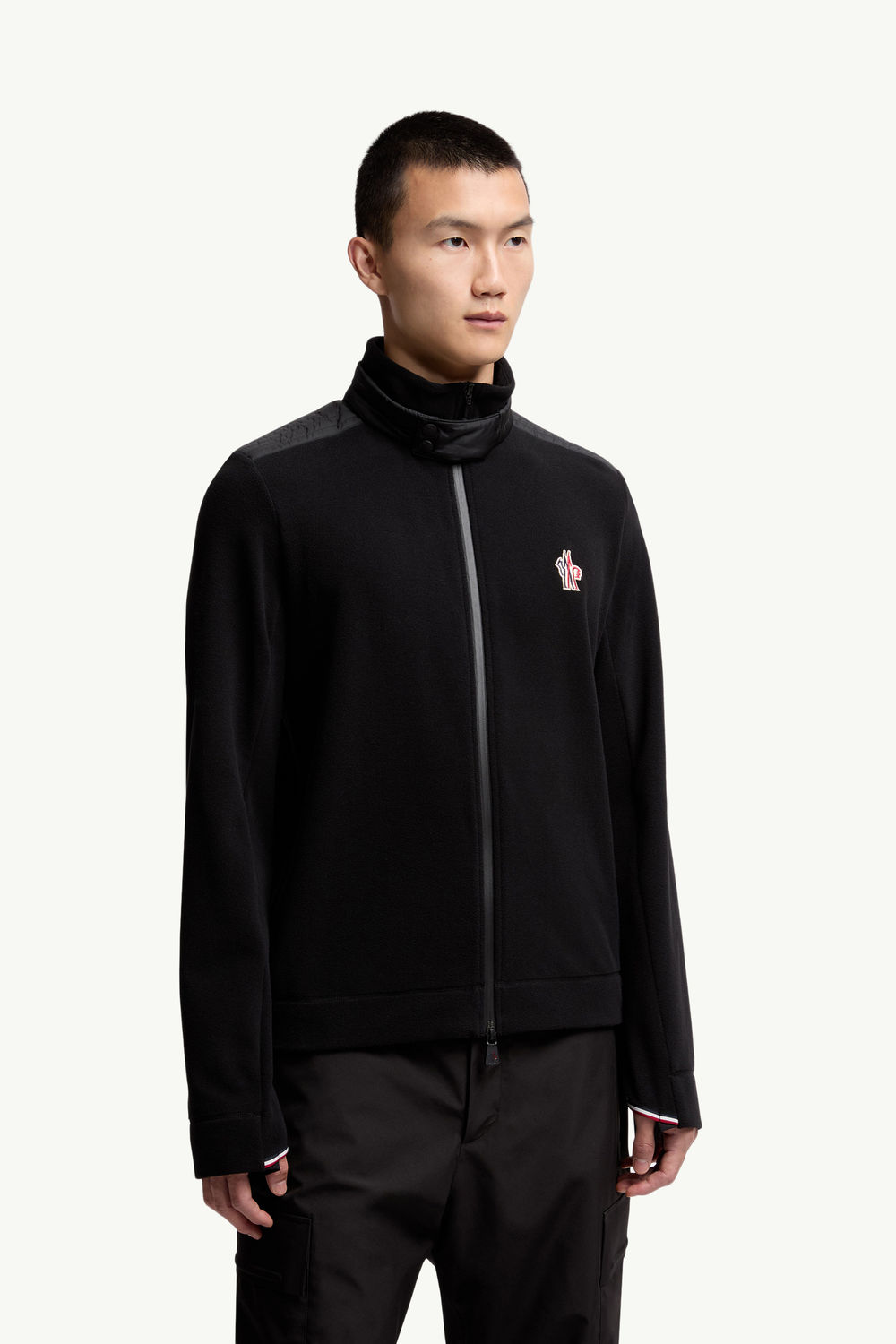 Fleece Zip-Up Sweatshirt Men Black Moncler 3