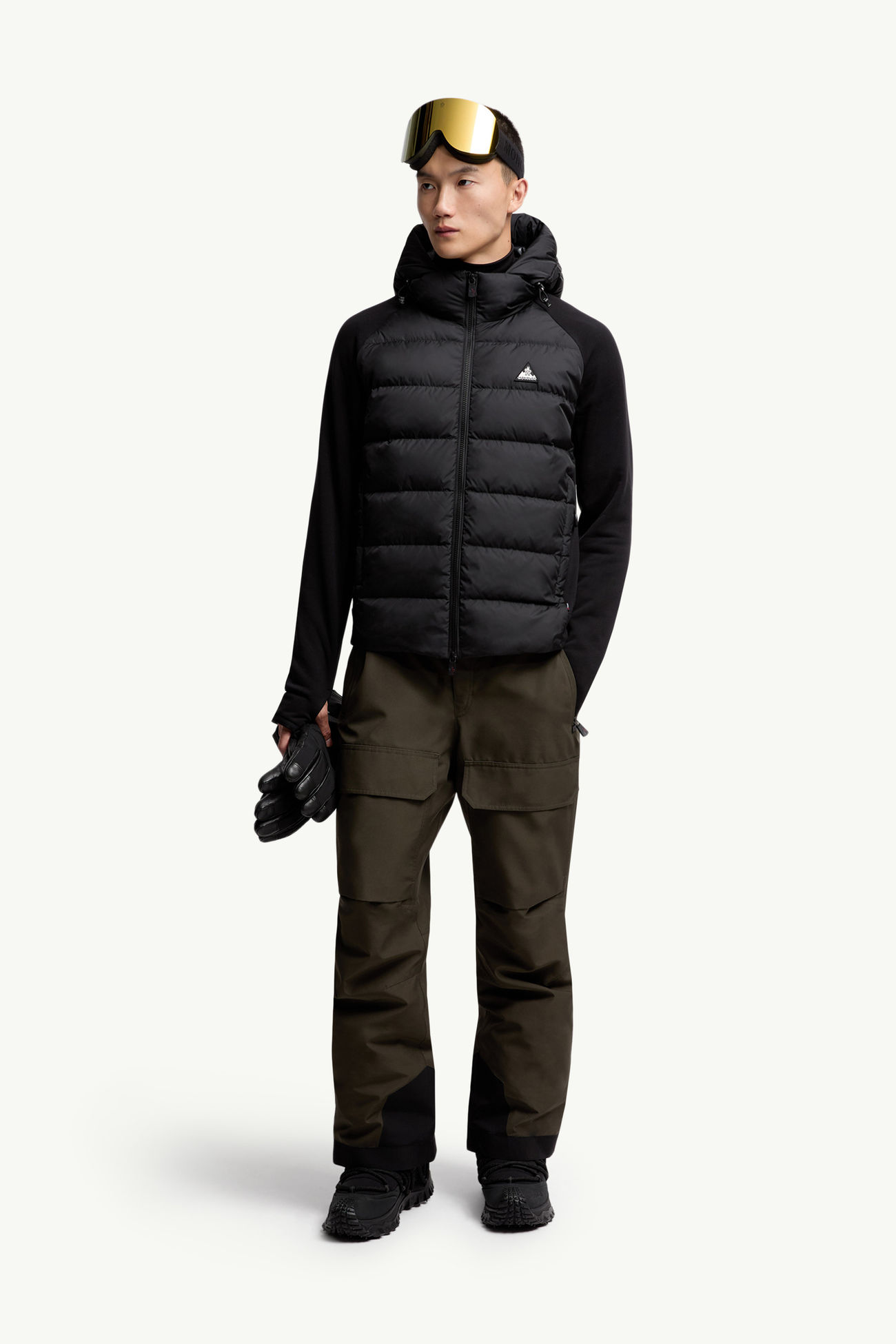 Gepolsterter Polartec® Kapuzenpullover mit Reißverschluss Herren Schwarz Moncler 0