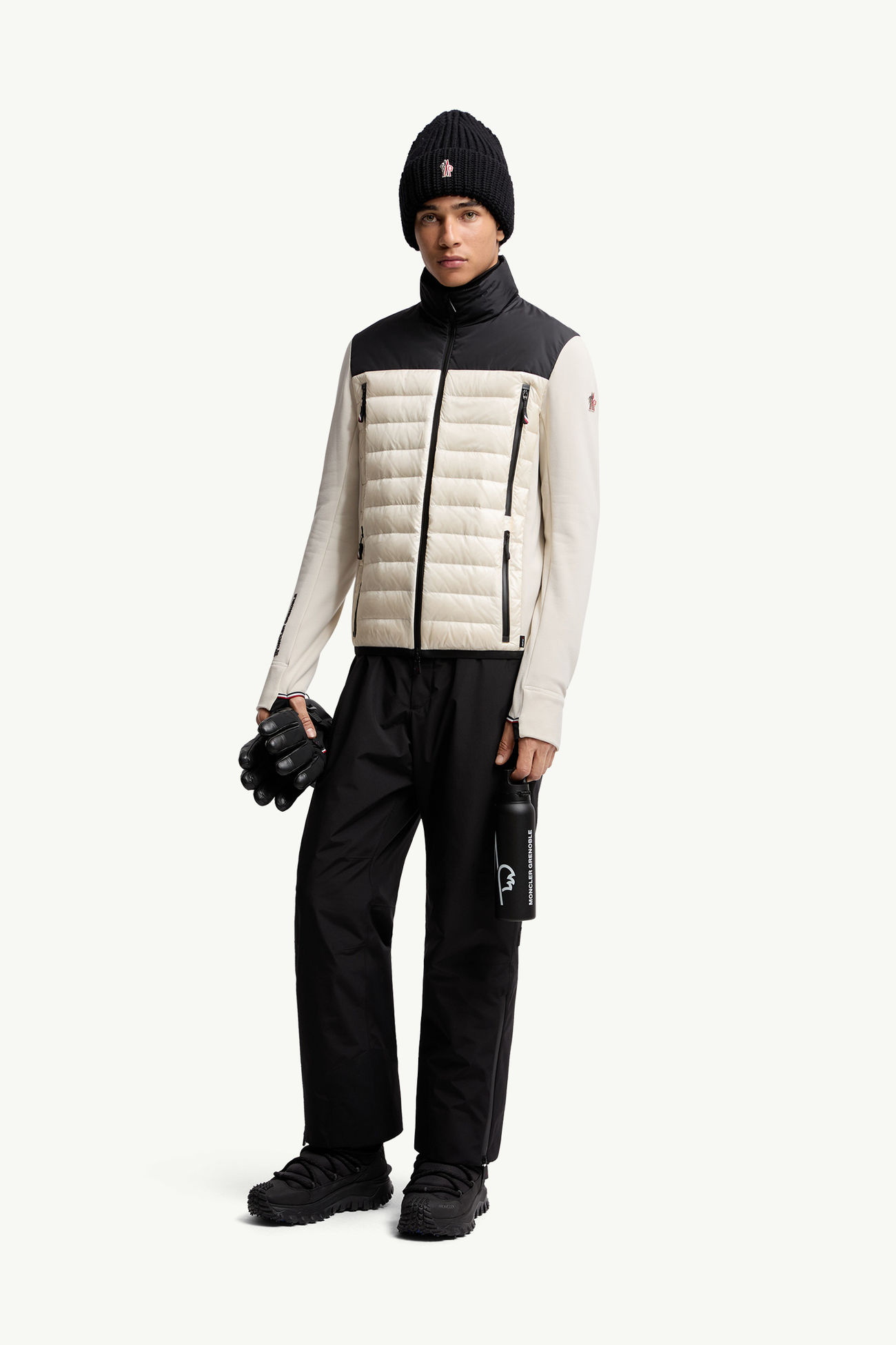 Padded Polartec® Zip-Up Sweatshirt Men Beige & Black Moncler 0