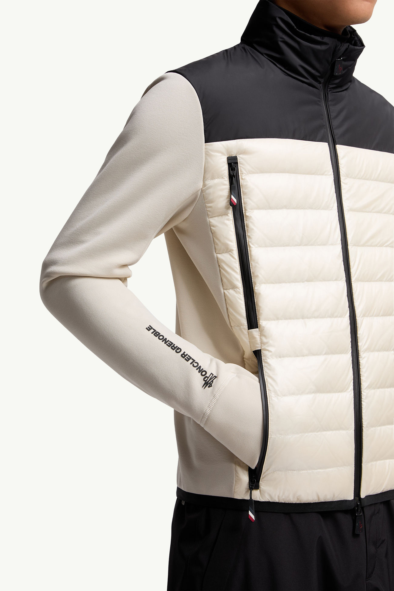 Padded Polartec® Zip-Up Sweatshirt Men Beige & Black Moncler 5
