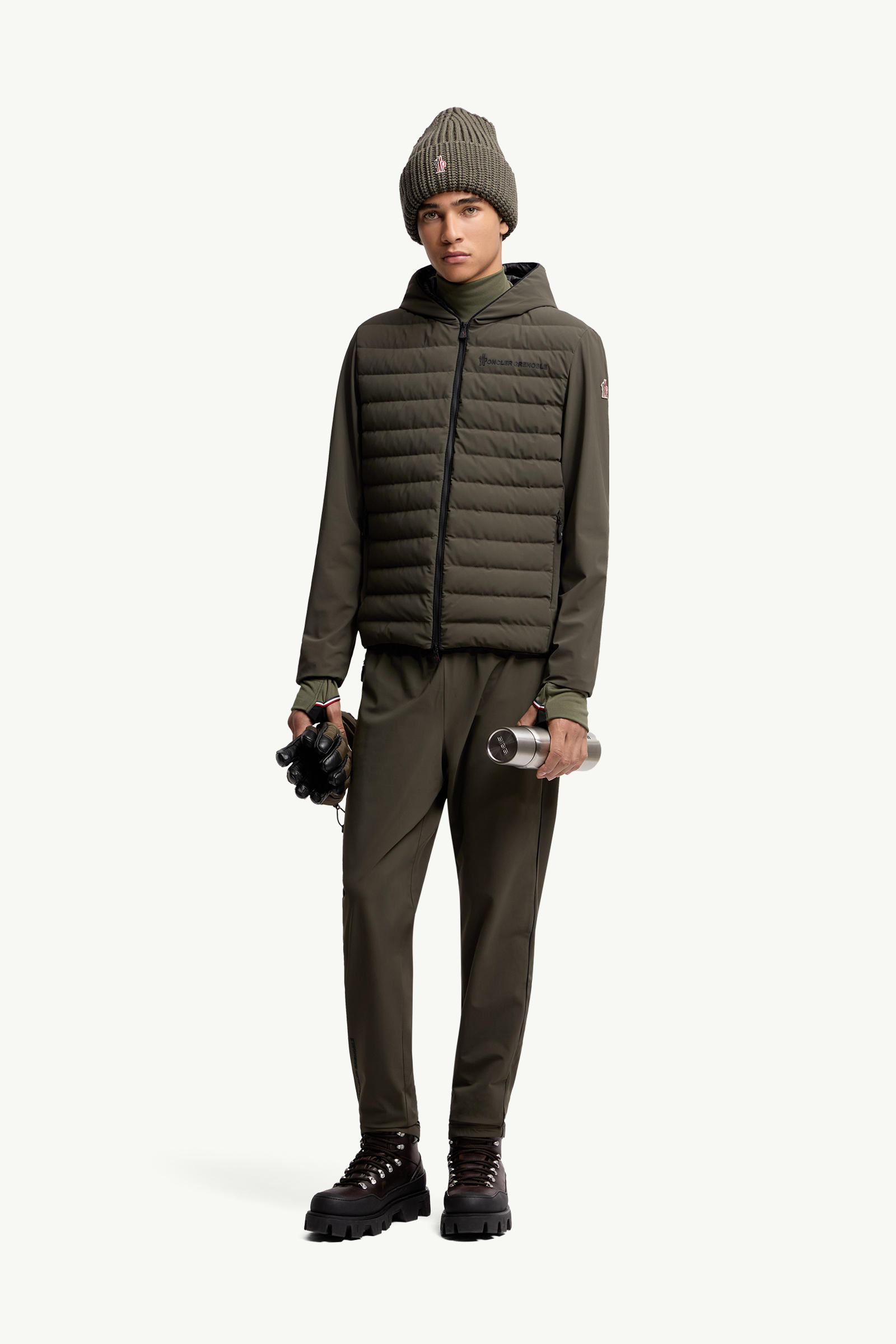 Padded Zip-Up Sweatshirt Men Dark Green Moncler 0