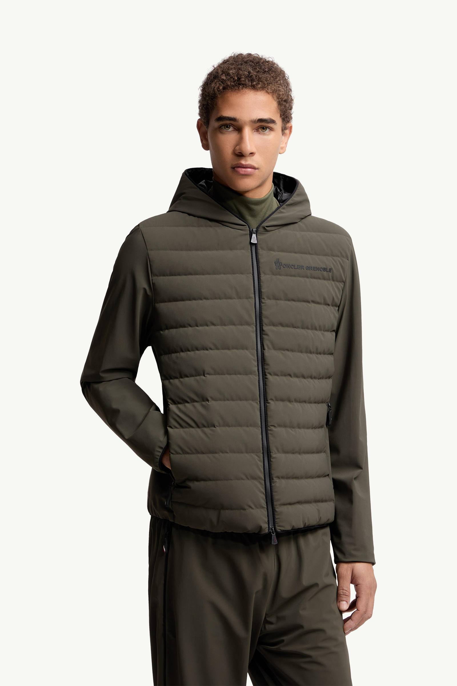 Padded Zip-Up Sweatshirt Men Dark Green Moncler 3