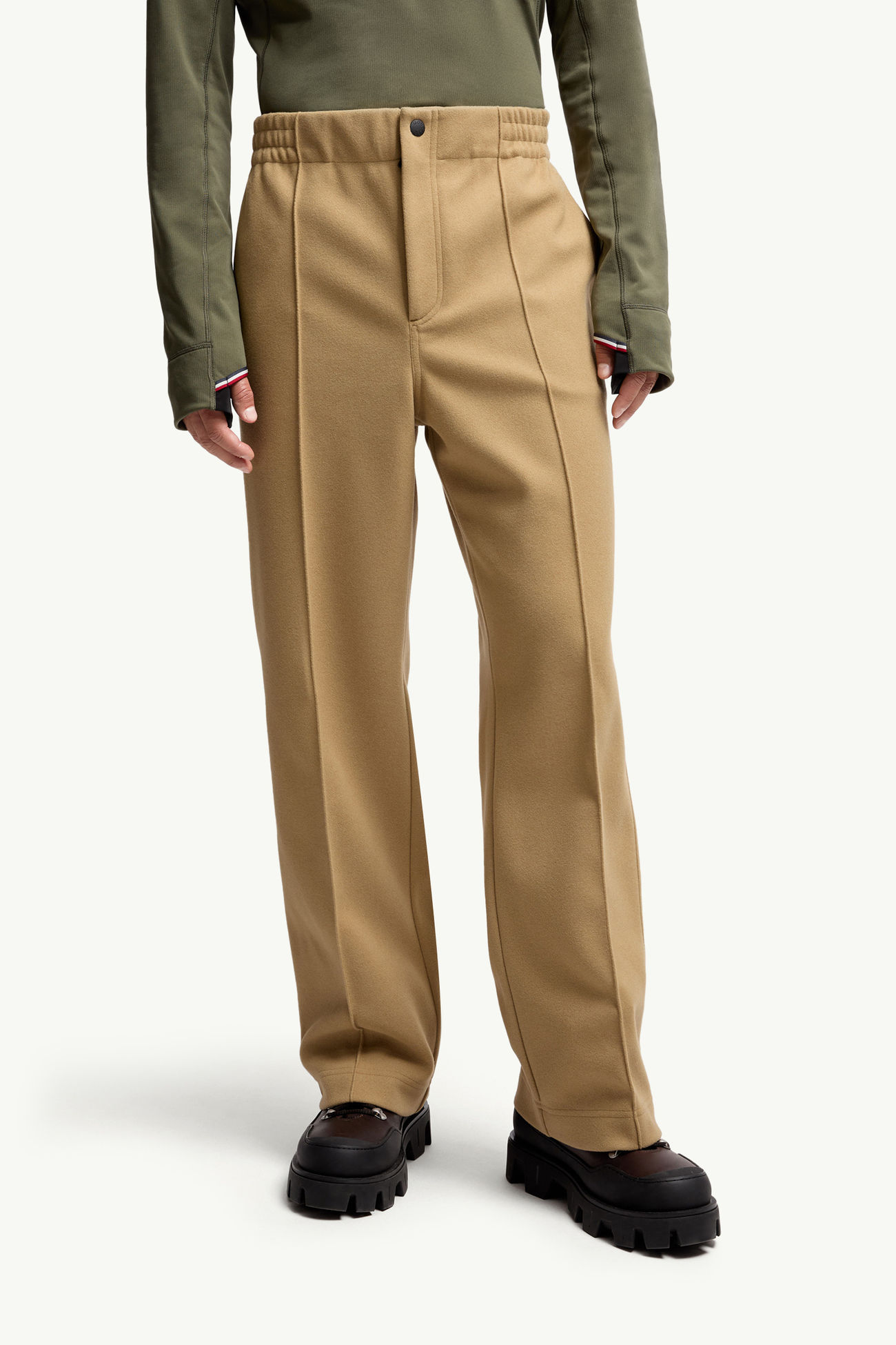 Embossed Logo Cotton Sweatpants Men Beige Moncler 3