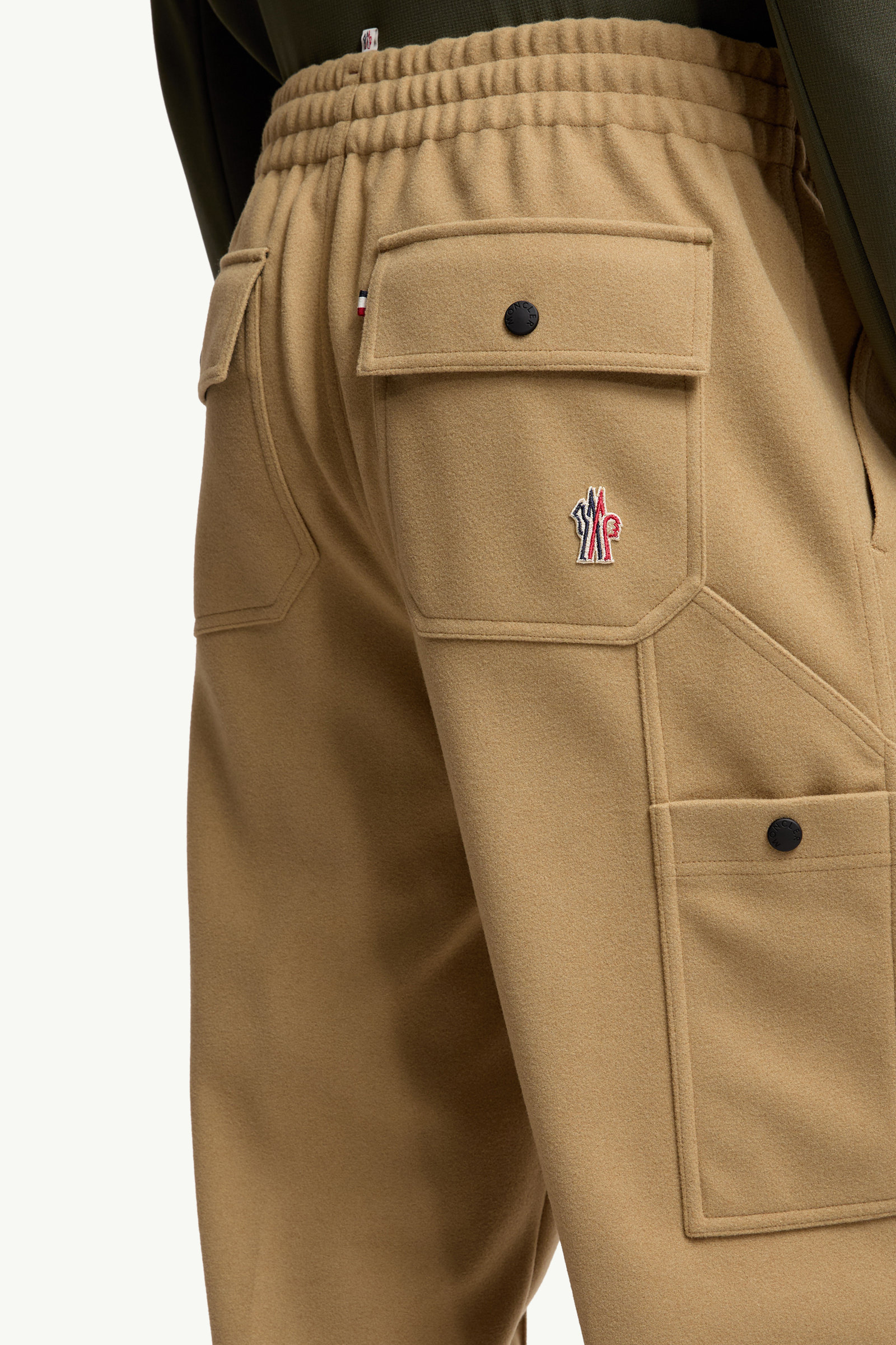 Embossed Logo Cotton Track Pants Men Beige Moncler 5