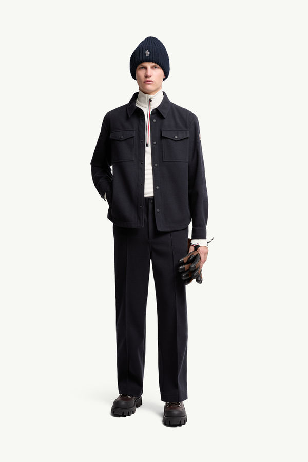 Embossed Logo Cotton Track Pants Men Navy Blue Moncler 0