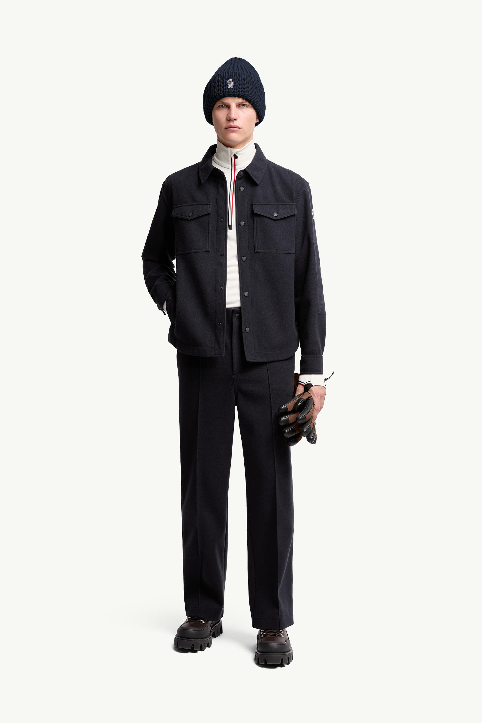 Embossed Logo Cotton Track Pants Men Navy Blue Moncler 0