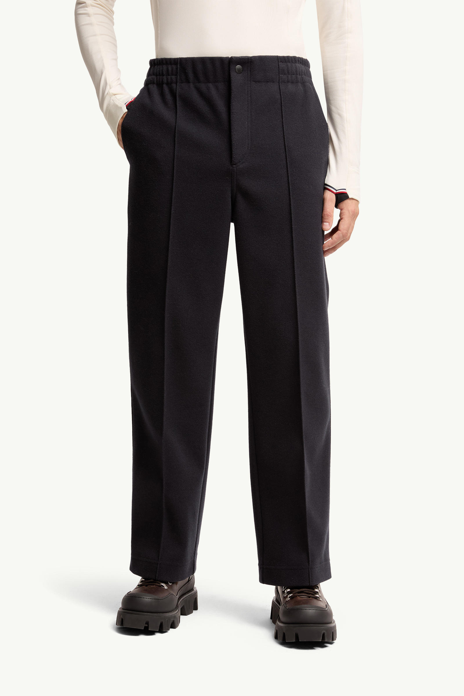 Embossed Logo Cotton Track Pants Men Navy Blue Moncler 3