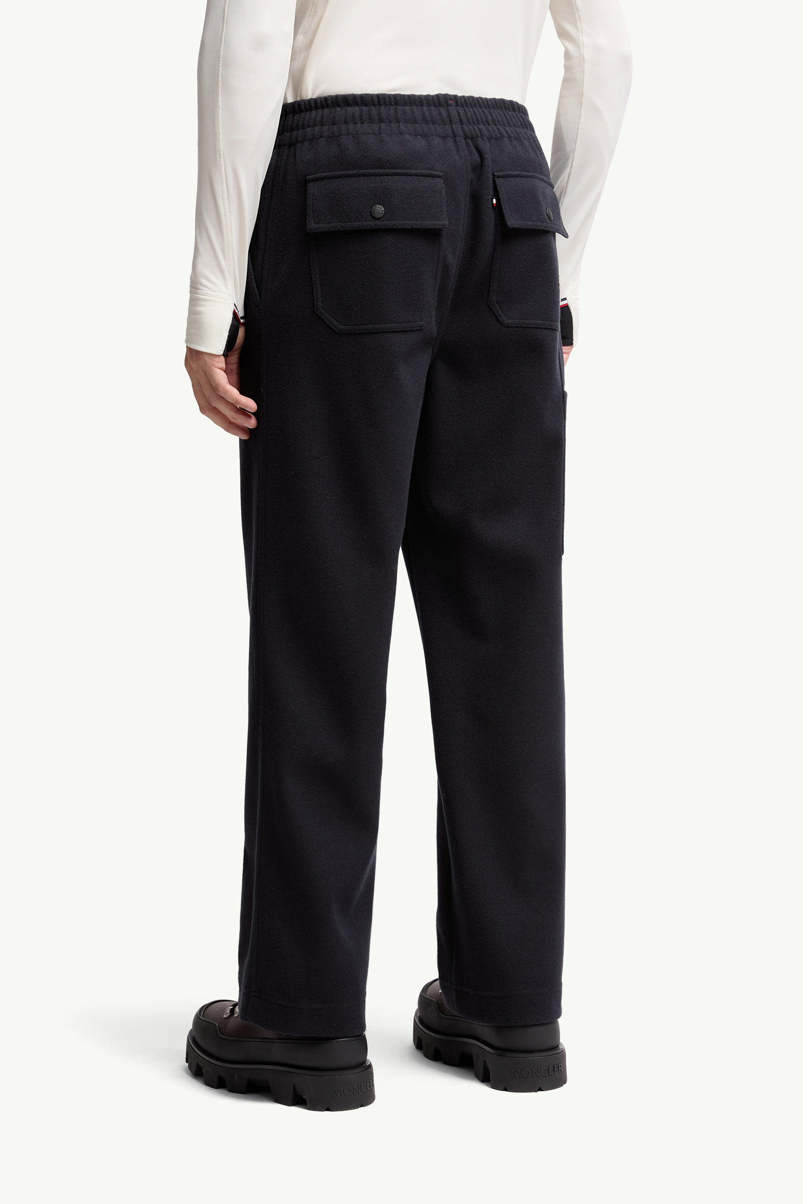 Embossed Logo Cotton Track Pants Men Navy Blue Moncler 4