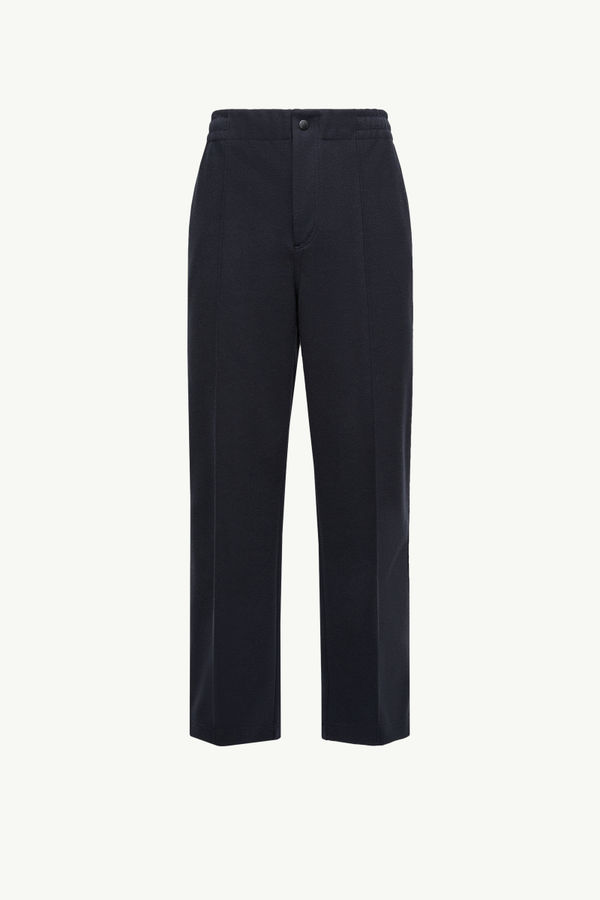 Pantaloni sportivi in cotone con logo a rilievo Uomo Blu Navy Moncler 2