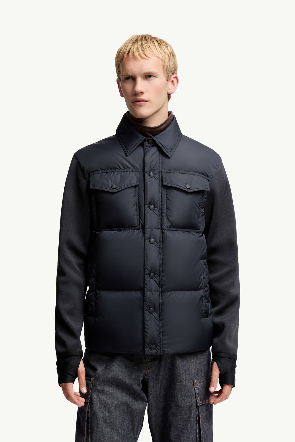 Padded Zip-Up Cardigan Men Navy Blue Moncler 3