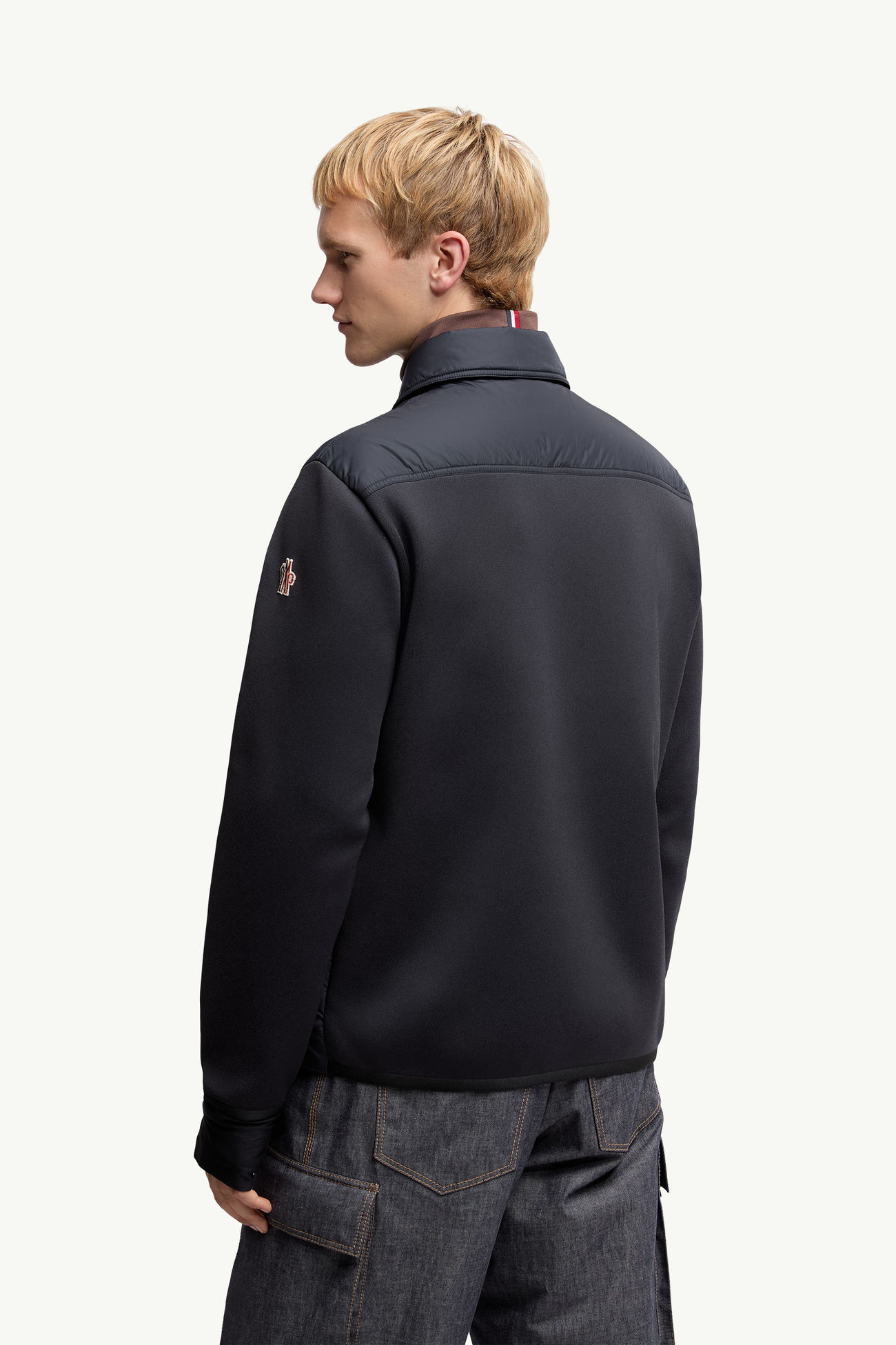 夾層拉鏈開襟毛衣 男士 海軍藍色 Moncler 4