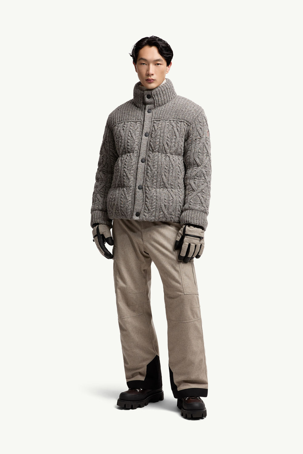 Ellesmere Wool Tweed Short Down Jacket Men Gray Moncler 0