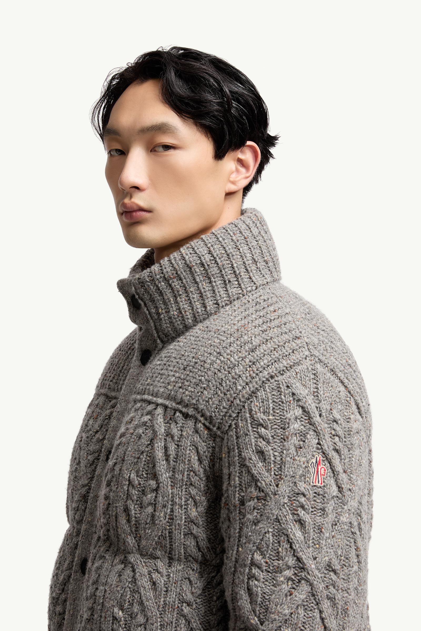 Ellesmere Wool Tweed Short Down Jacket Men Gray Moncler 1
