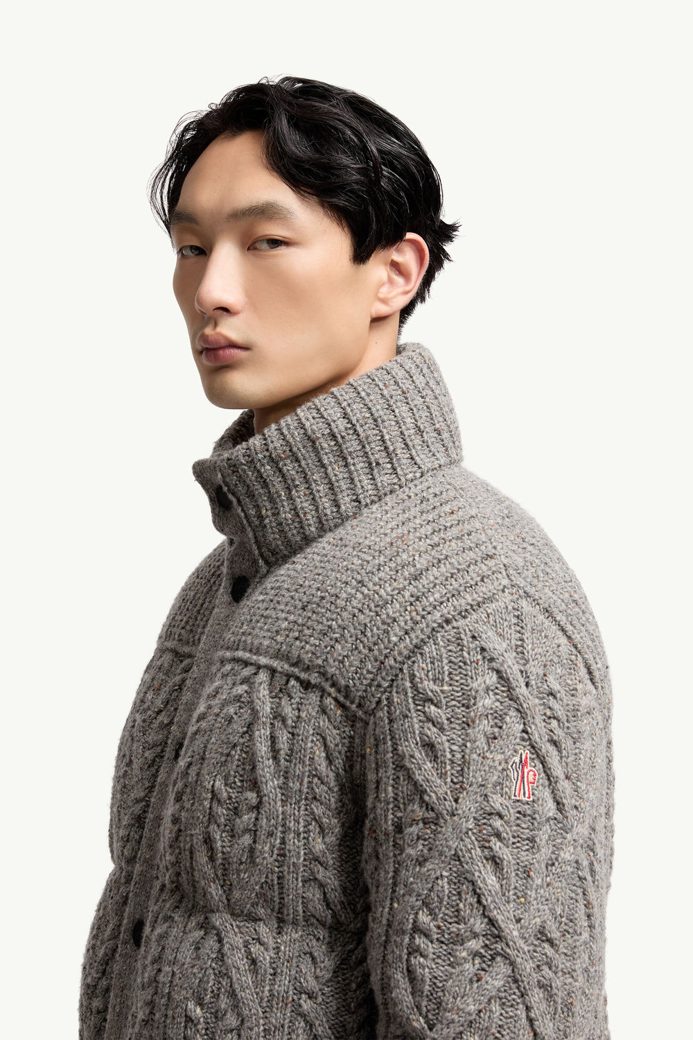 Ellesmere Wool Tweed Short Down Jacket Men Gray Moncler 1