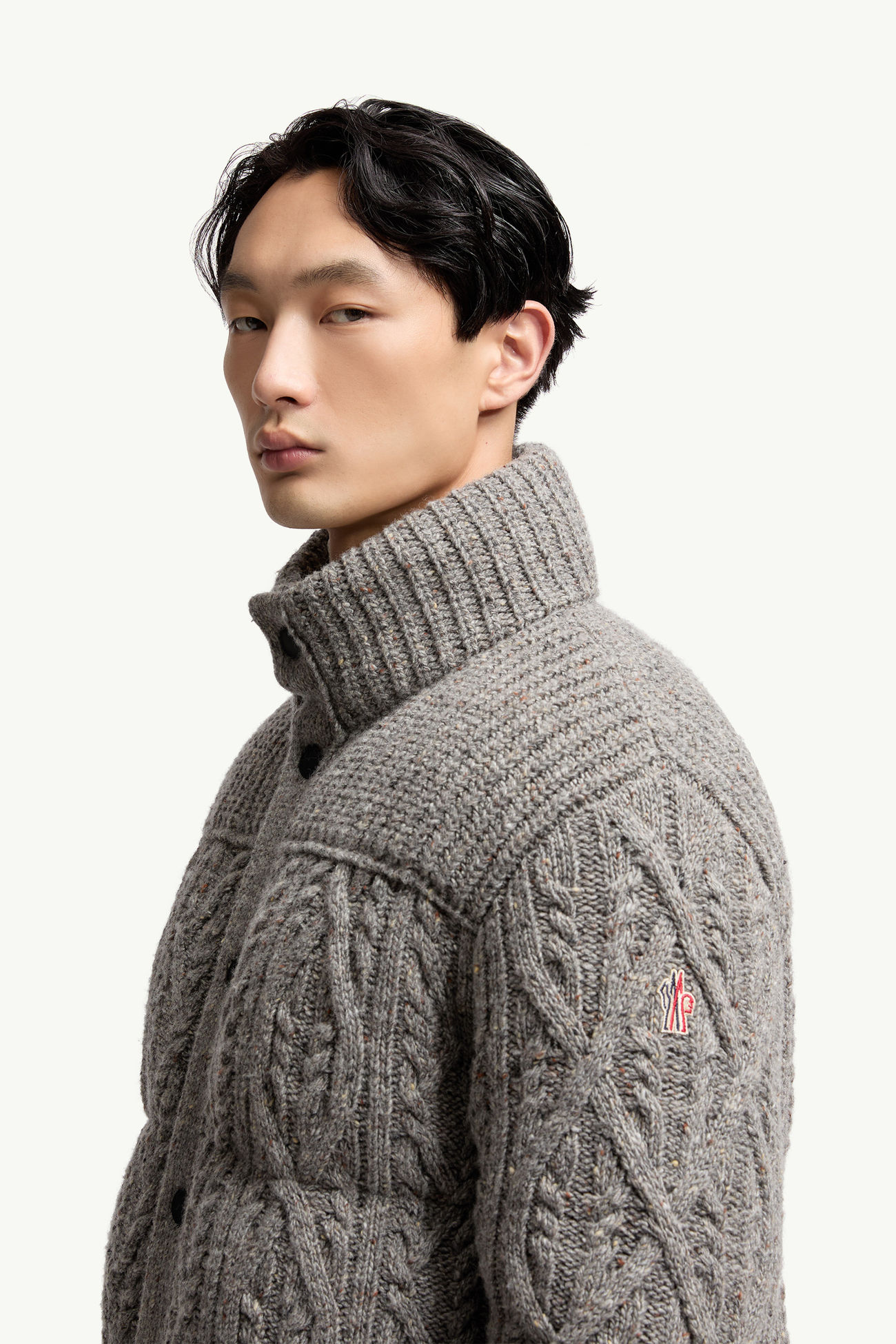 Ellesmere Wool Tweed Short Down Jacket Men Grey Moncler 1