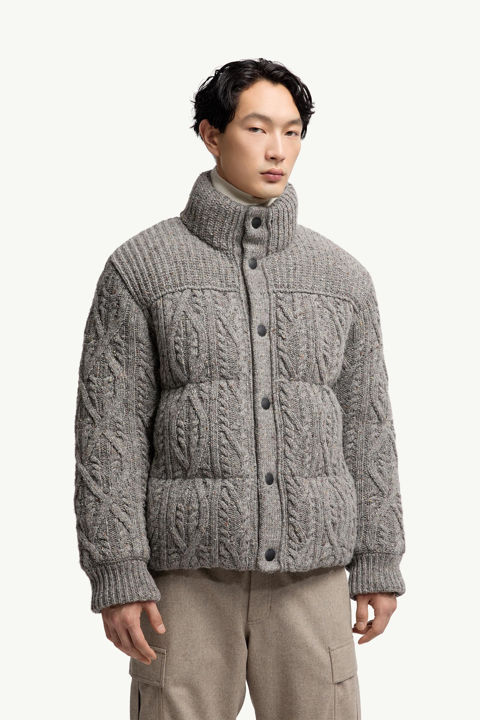 Grey Ellesmere Wool Tweed Short Down Jacket - Short Down Jackets