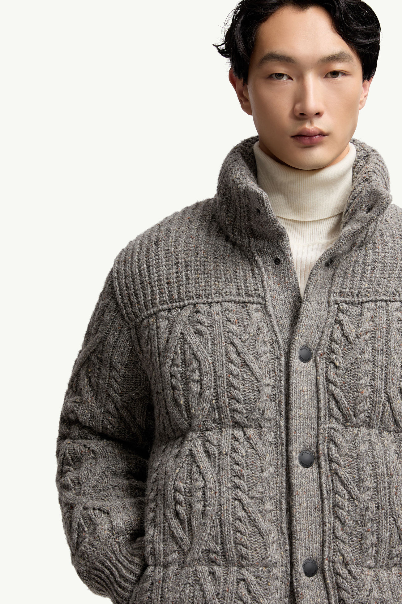 Ellesmere Wool Tweed Short Down Jacket Men Grey Moncler 5