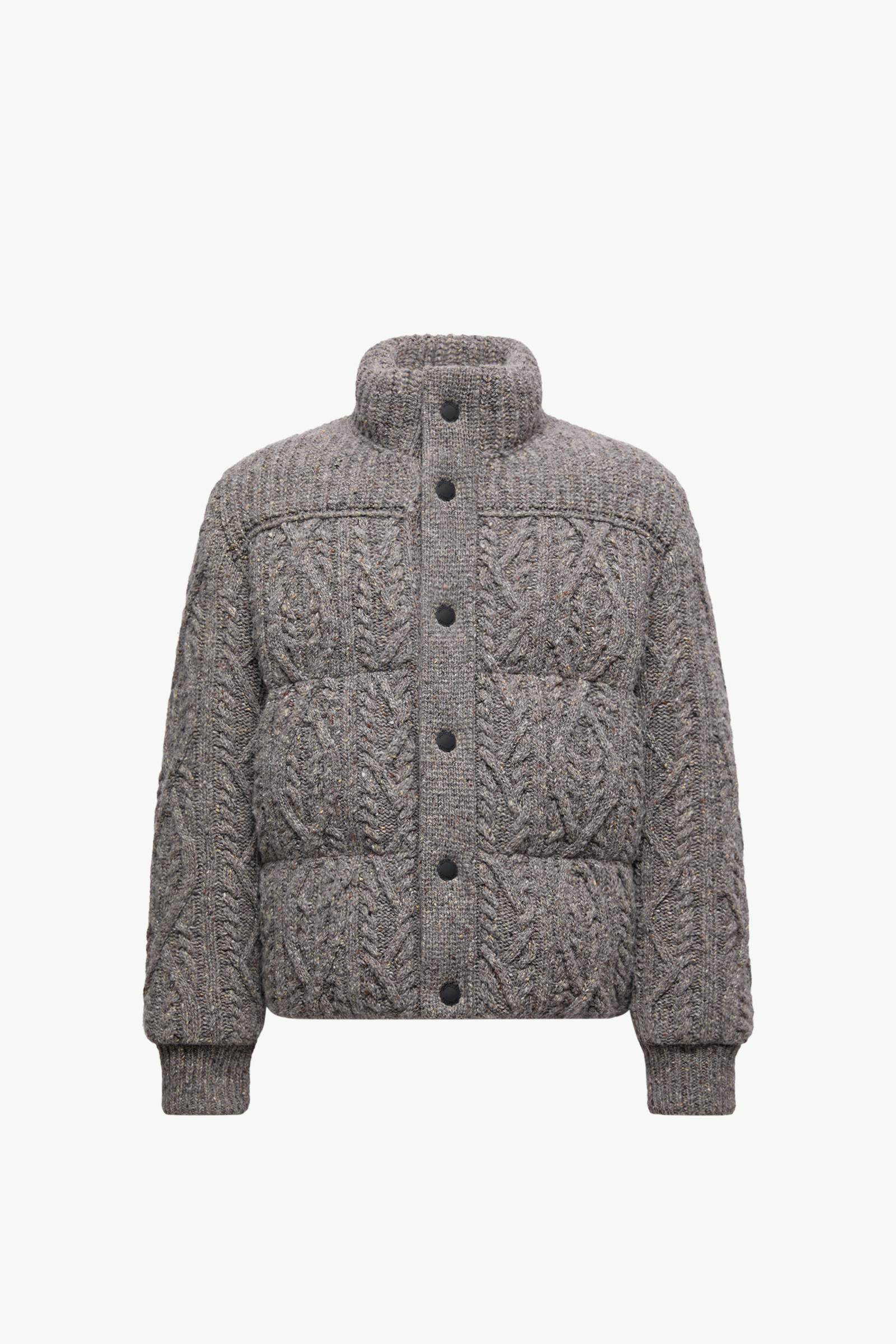 Gray Ellesmere Wool Tweed Short Down Jacket - Short Down Jackets