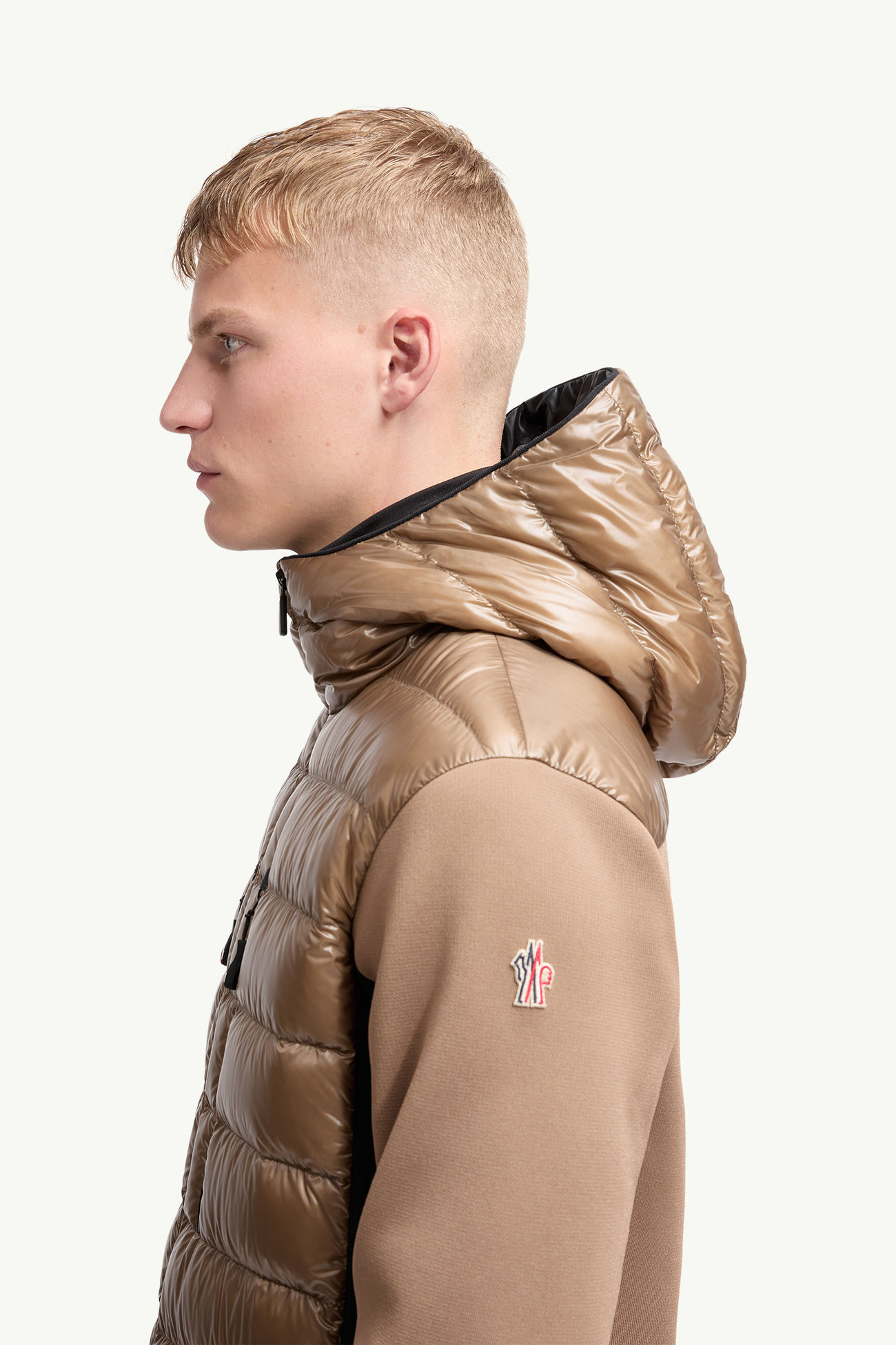 Wattierter Kapuzenpullover mit Reißverschluss Herren Beige Moncler 1