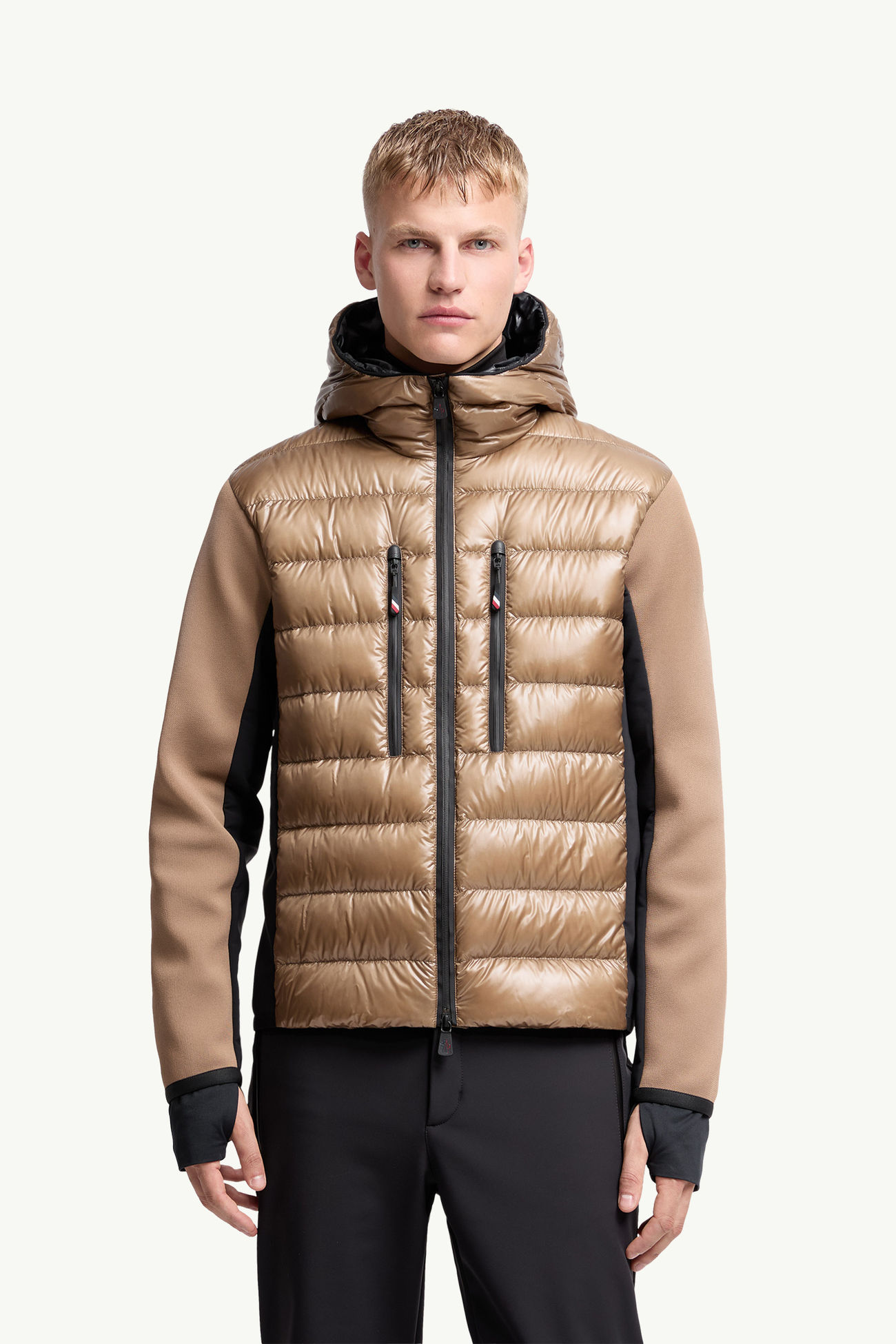 Felpa imbottita con cappuccio e zip Uomo Beige Moncler 3