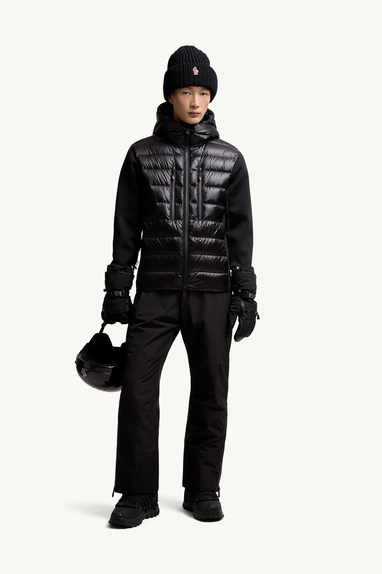 Felpa imbottita con cappuccio e zip Uomo Nero Moncler 0