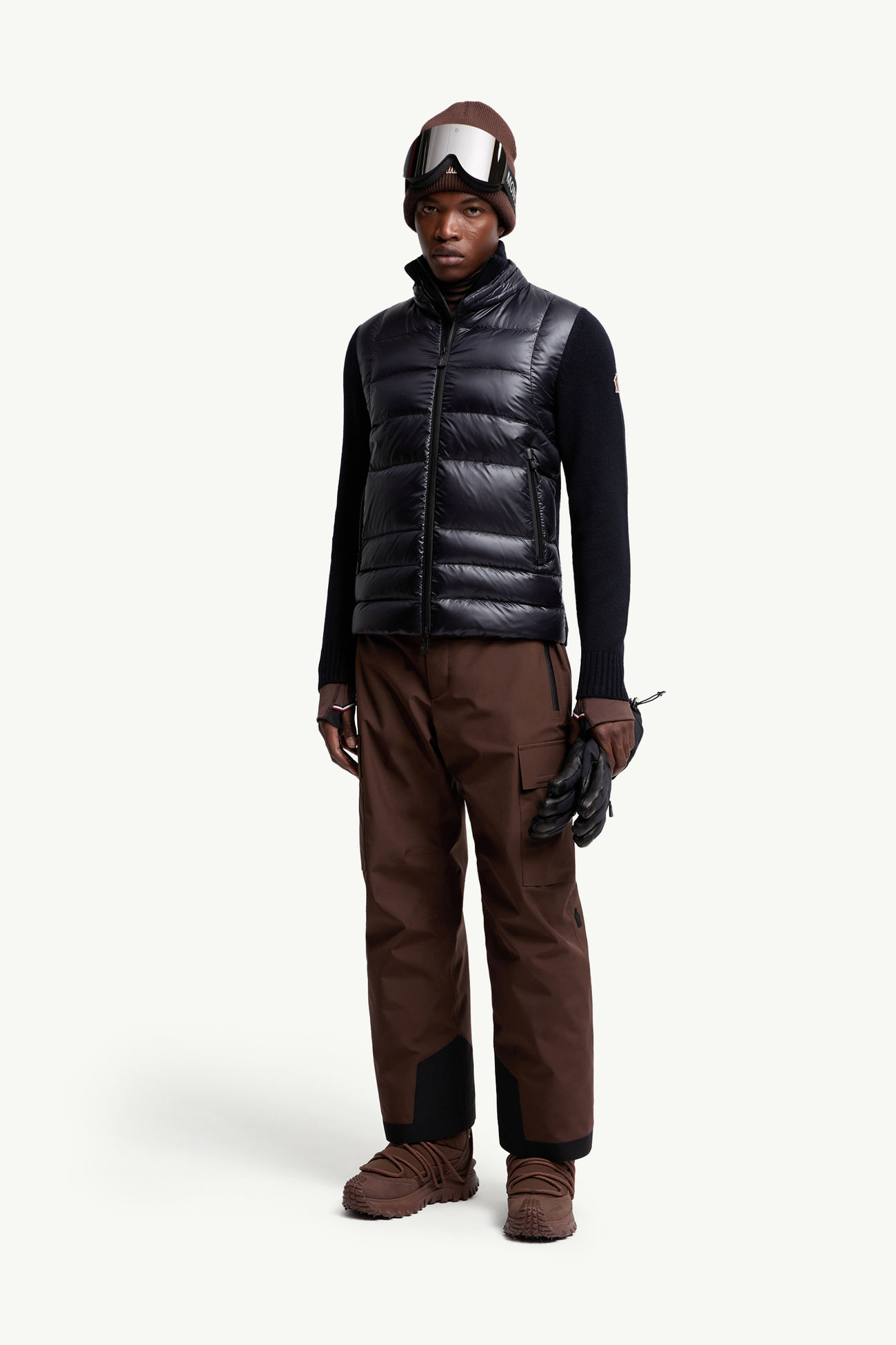 Cardigan imbottito in lana con zip Uomo Blu Scuro Moncler 0