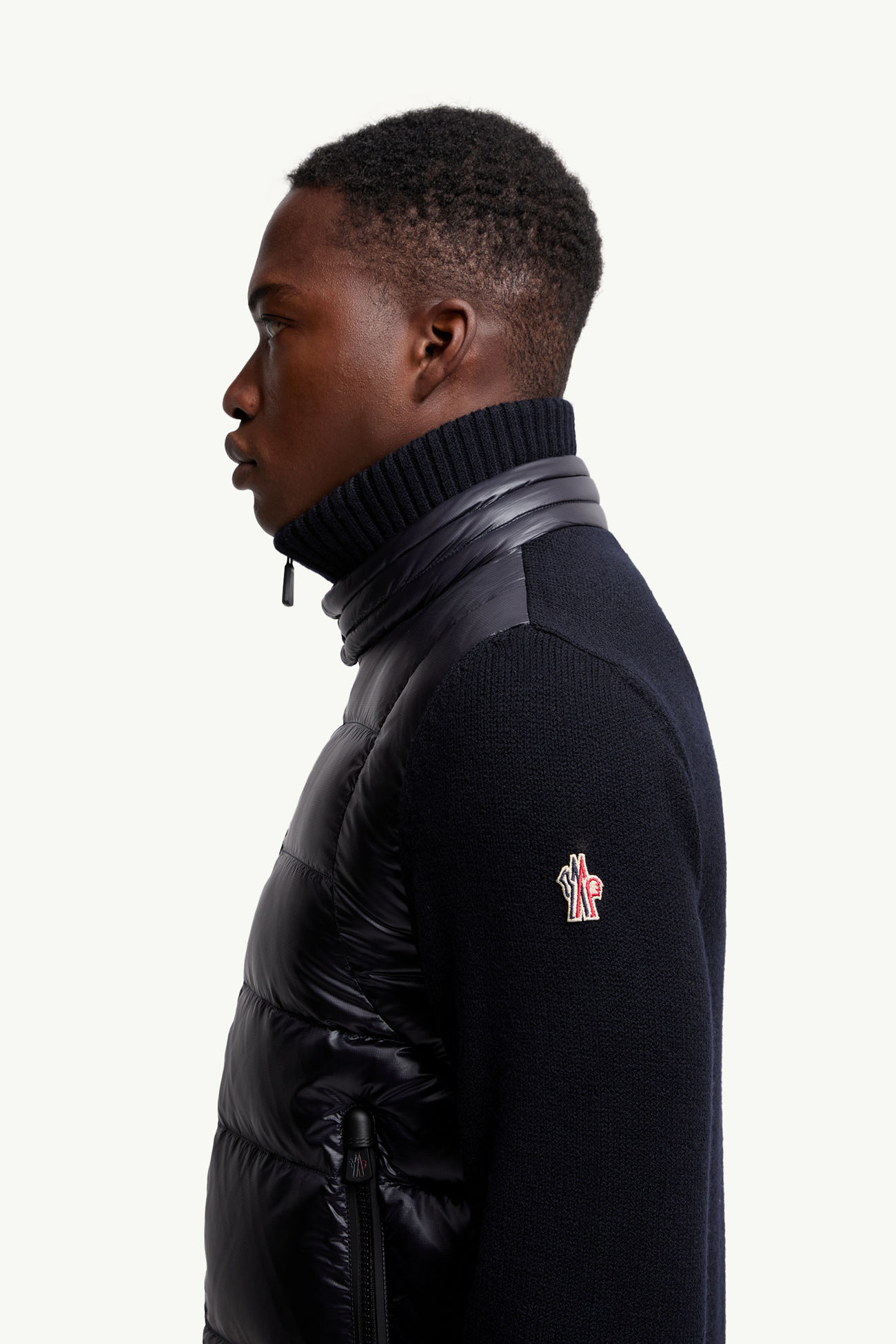 Cardigan imbottito in lana con zip Uomo Blu Scuro Moncler 1