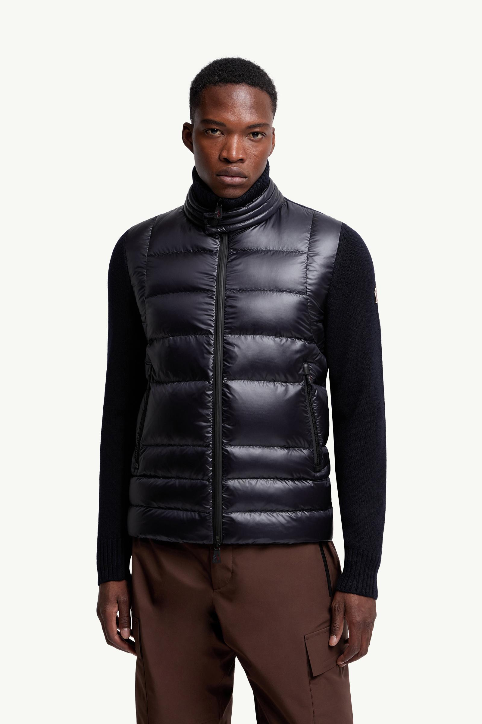 Dark Blue Padded Wool Zip-Up Cardigan - Sweaters & Cardigans for