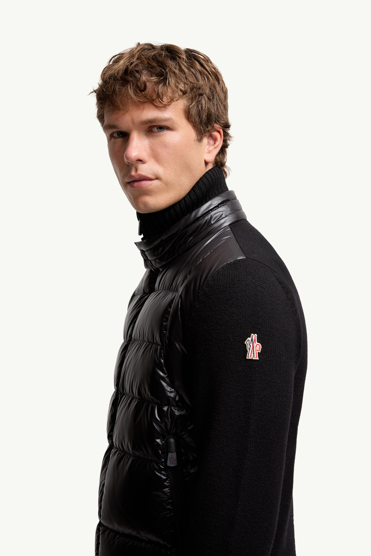 夾層羊毛拉鏈開襟毛衣 男士 黑色 Moncler 1