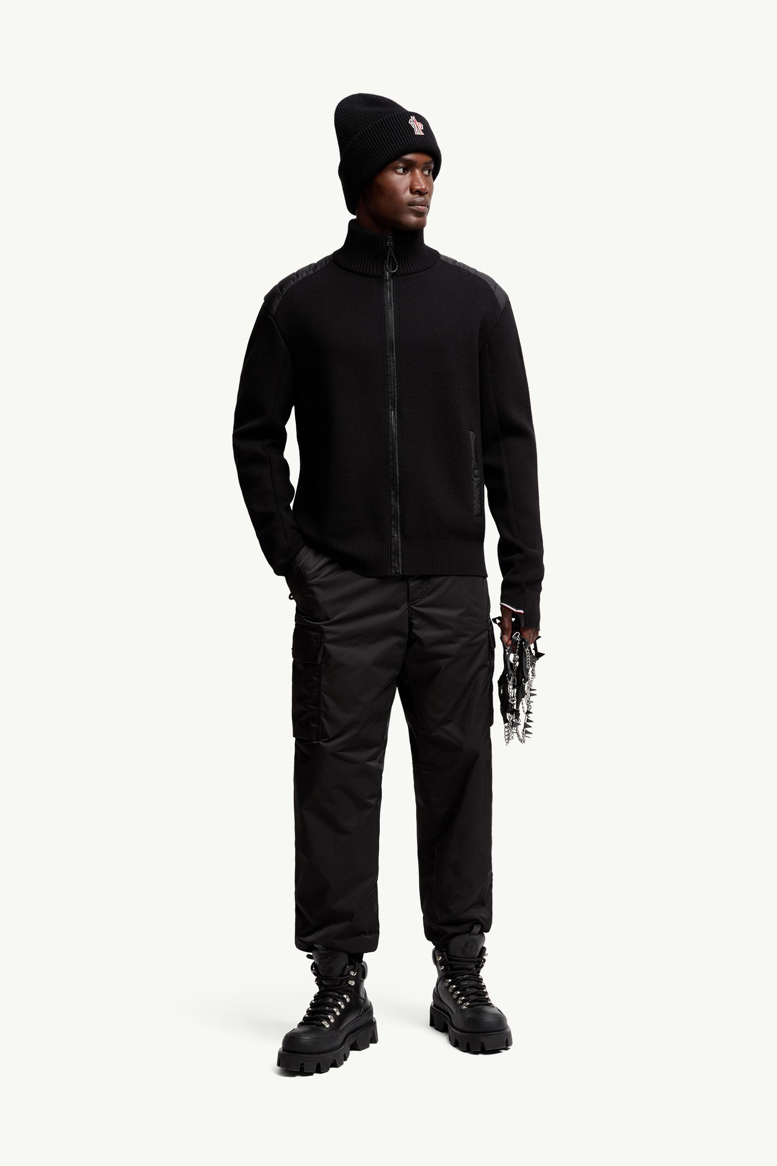 Black Padded Wool Zip-Up Cardigan - Sweaters & Cardigans for Men