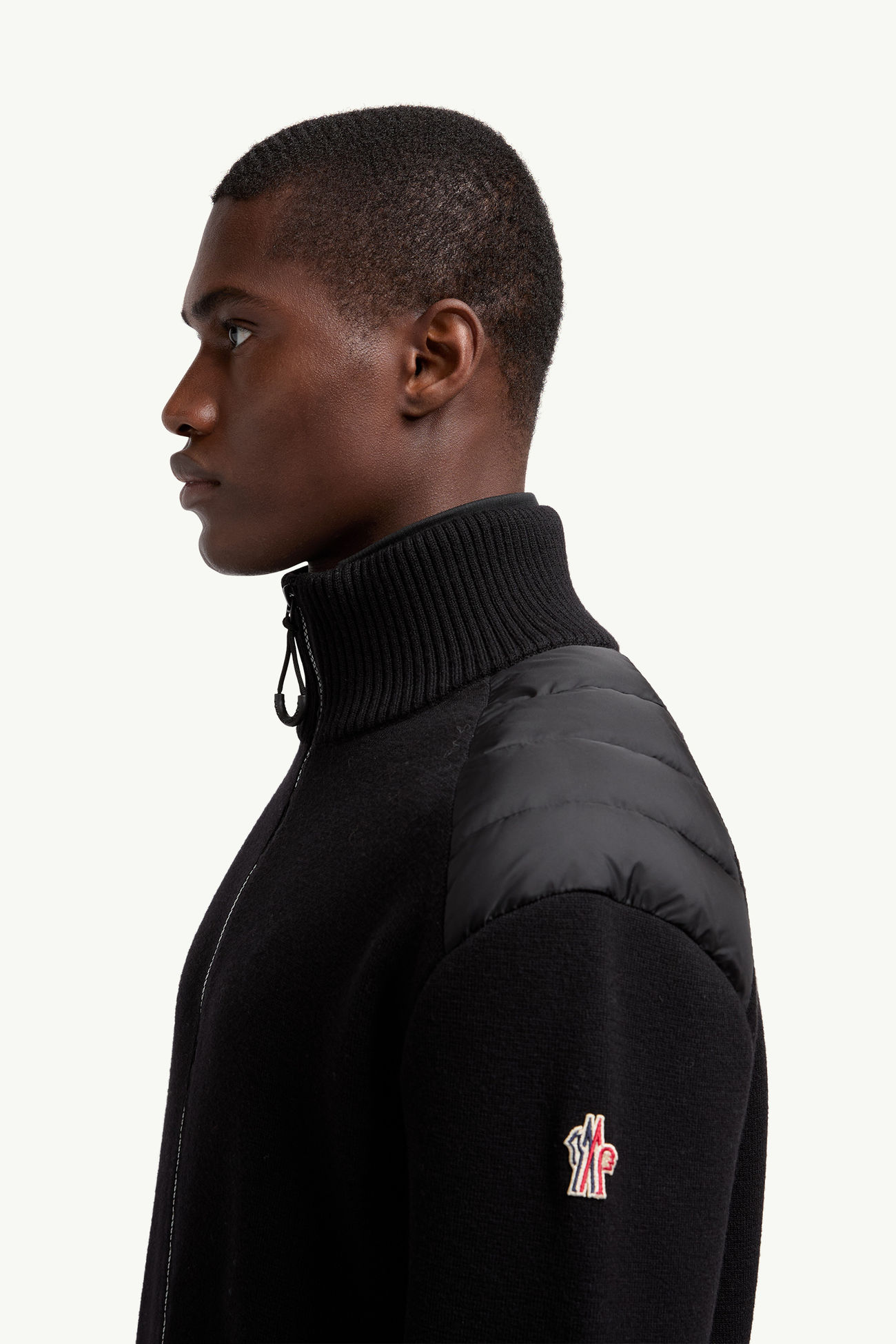 Cardigan imbottito in lana con zip Uomo Nero Moncler 1