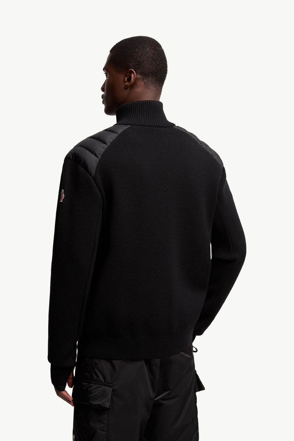 Padded Wool Zip-Up Cardigan Men Black Moncler 4
