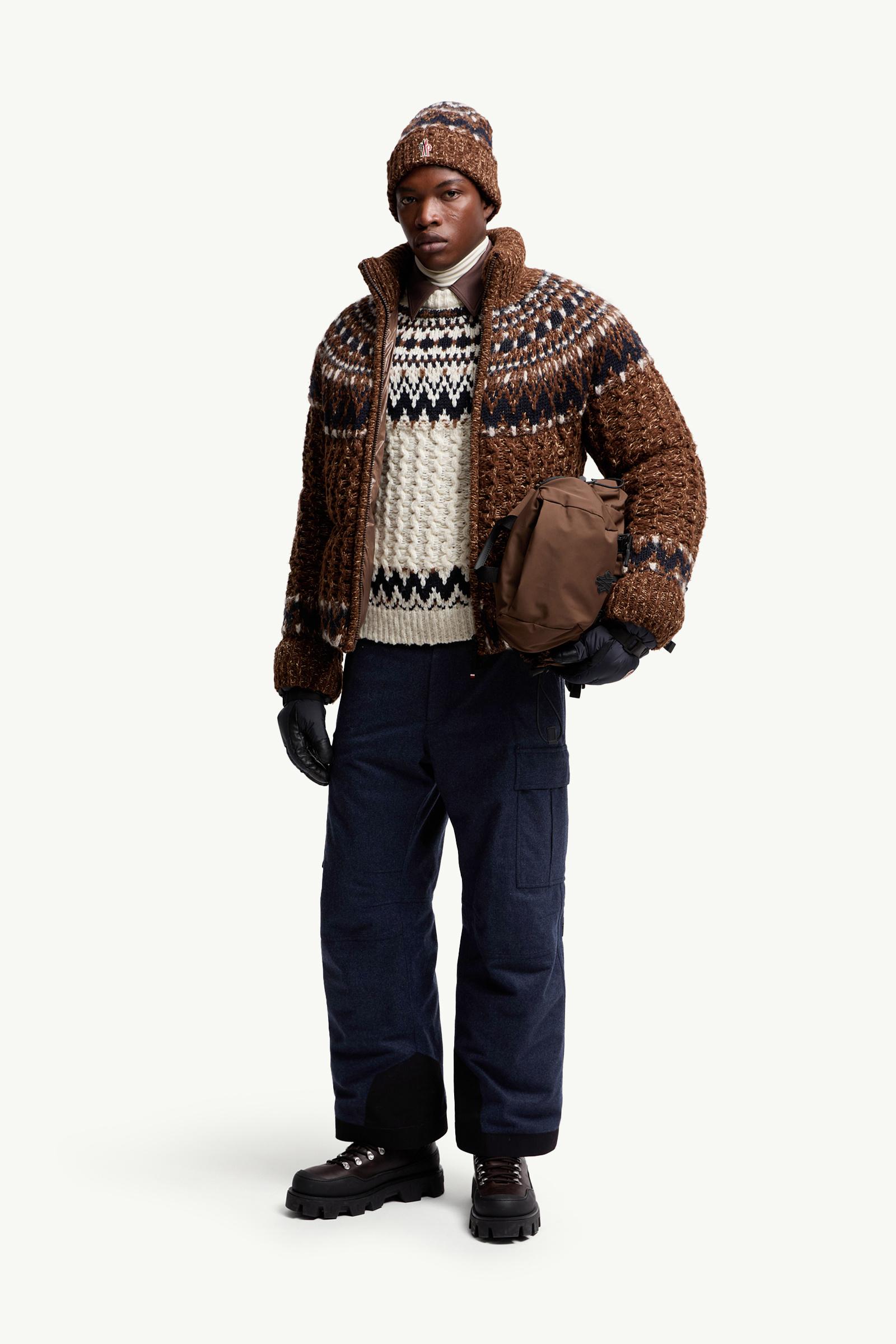 Blue & Brown Indren Wool Blend Down Jacket - Short Down Jackets