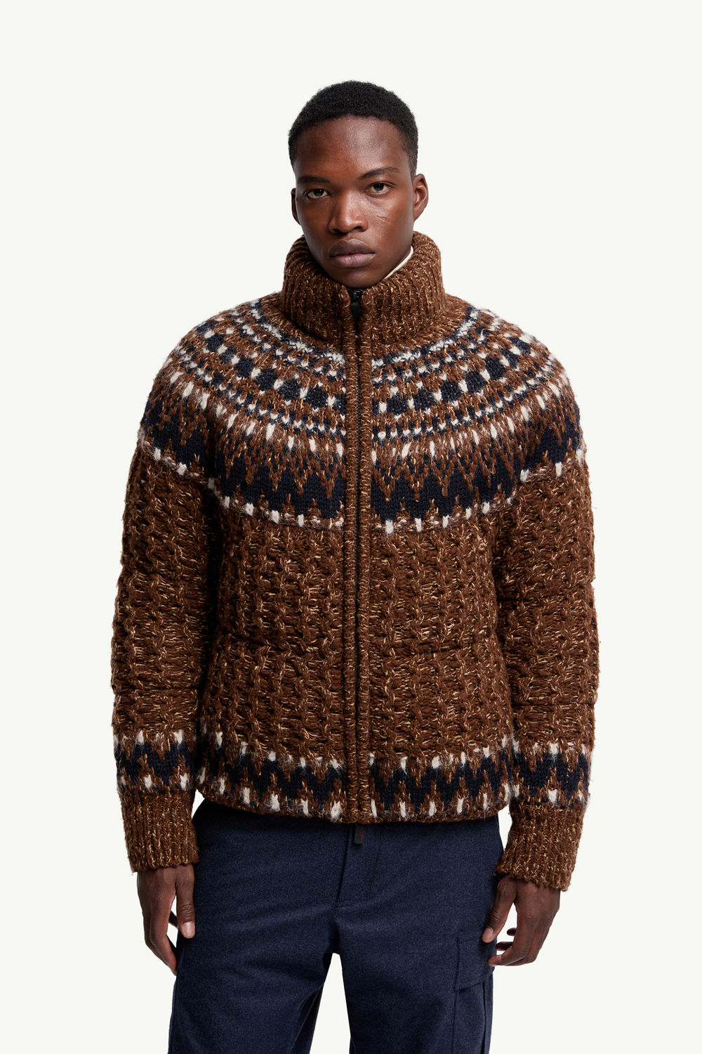 Piumino Indren in Misto Lana Uomo Blu & Marrone Moncler 3