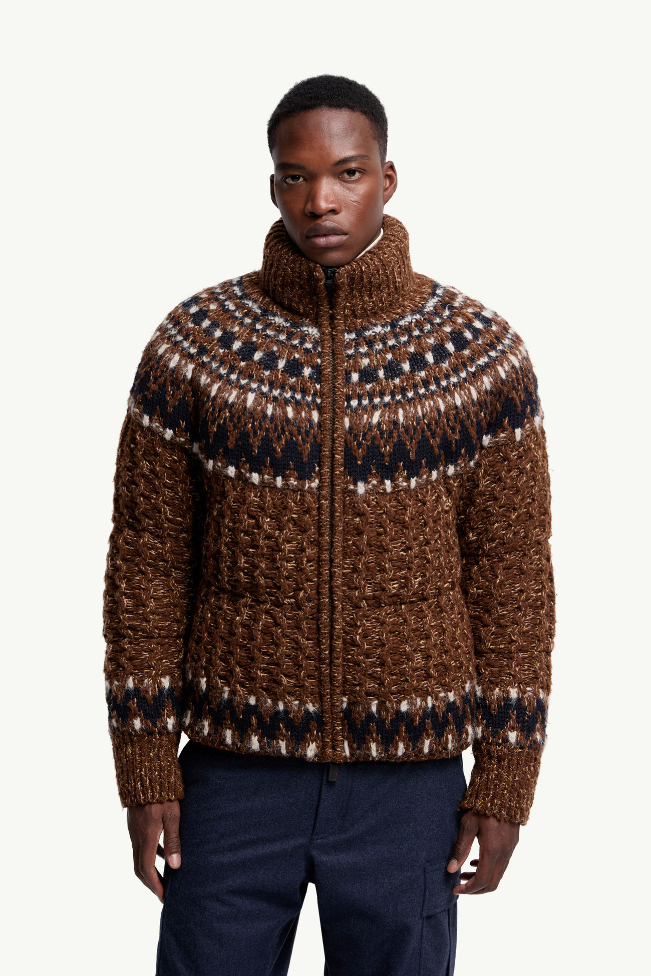 Piumino Indren in Misto Lana Uomo Blu & Marrone Moncler 3