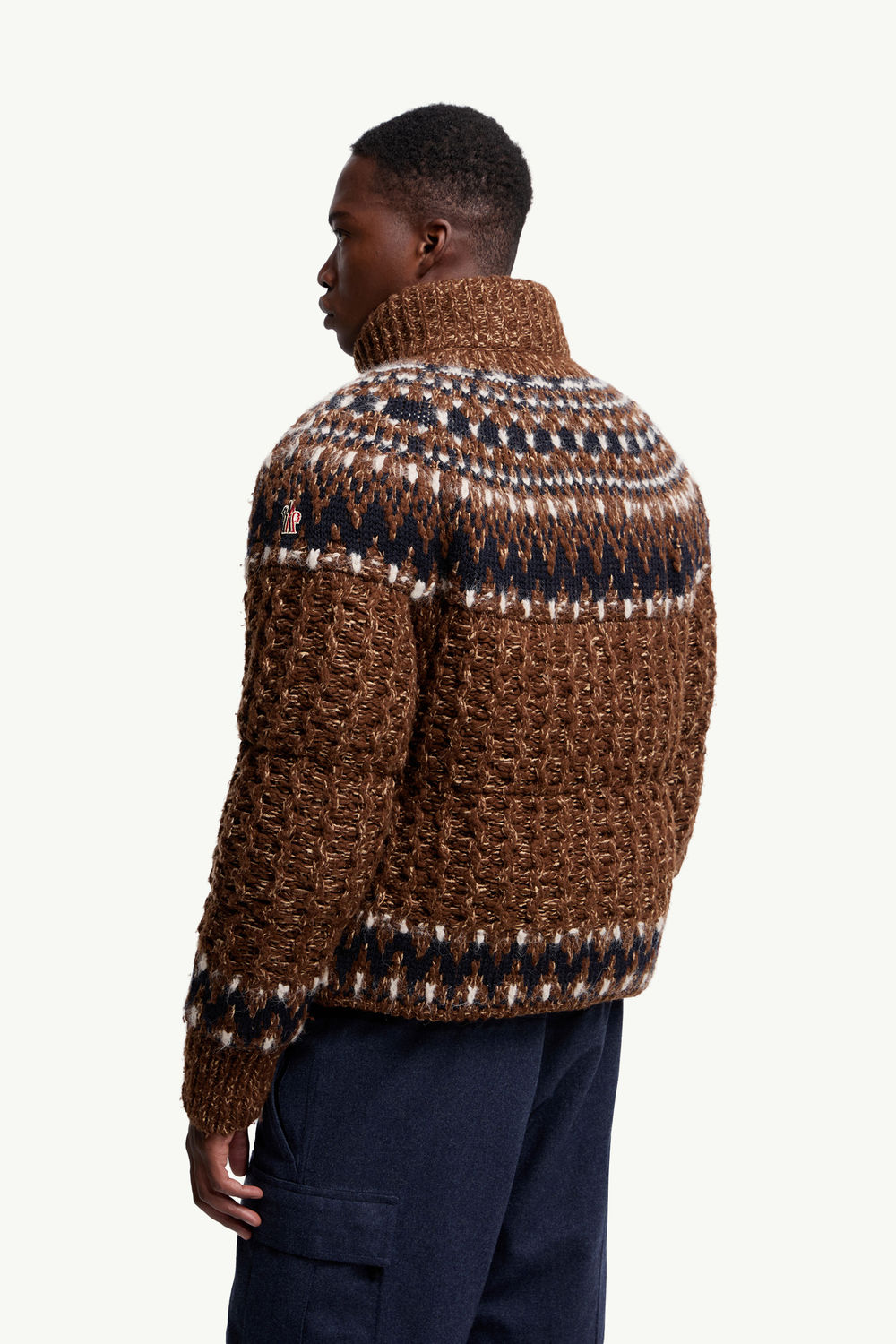 Indren Wool Blend Down Jacket Men Blue & Brown Moncler 4