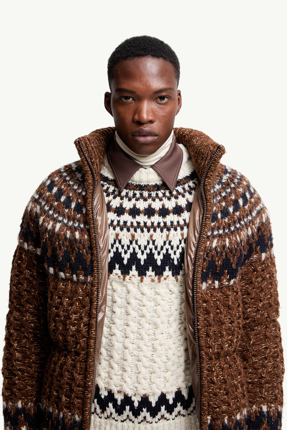 Piumino Indren in Misto Lana Uomo Blu & Marrone Moncler 5