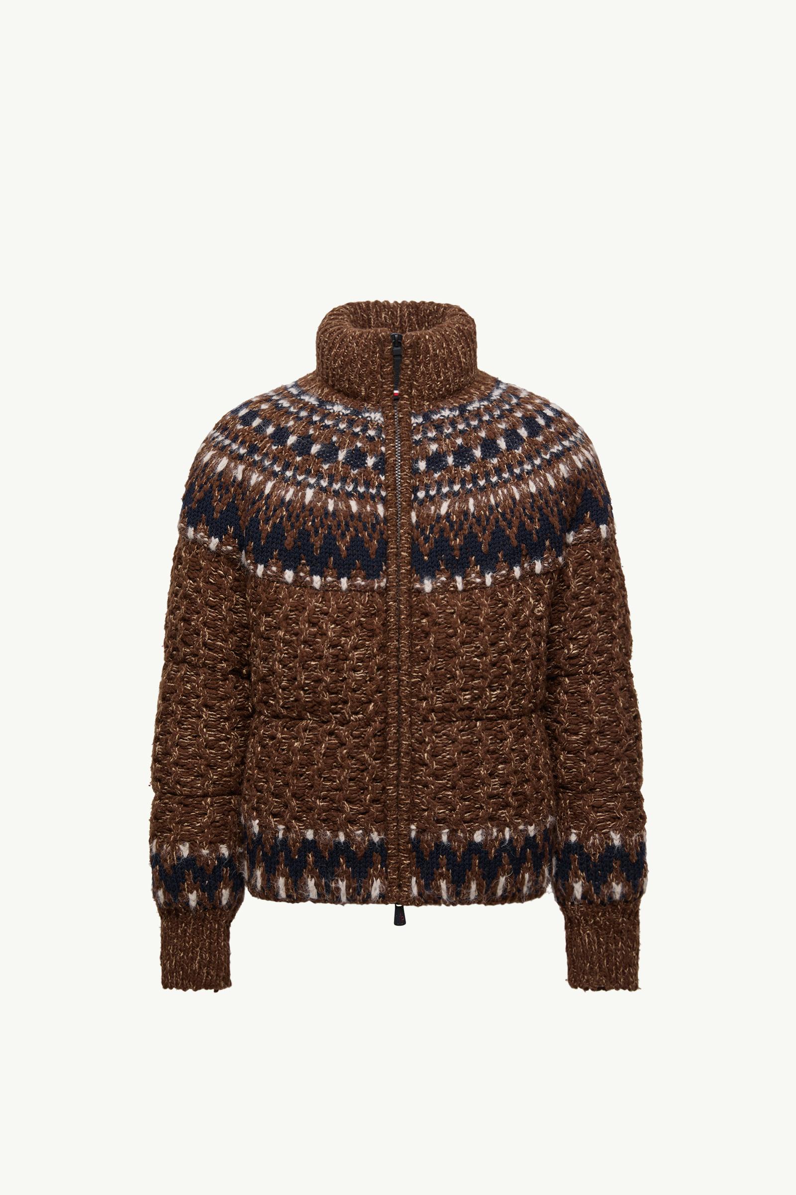 Blue & Brown Indren Wool Blend Down Jacket - Short Down Jackets