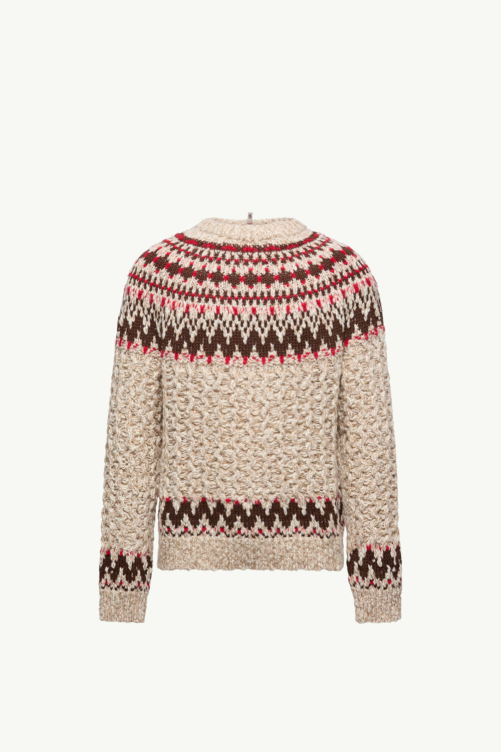 Geometric Jacquard Wool Jumper Men Camel Beige & Red Moncler 2