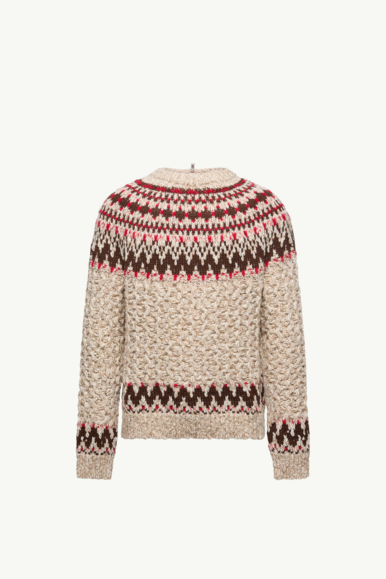 Jersey de lana con jacquard geométrico Hombre Beige Camel  &  Rojo Moncler 2