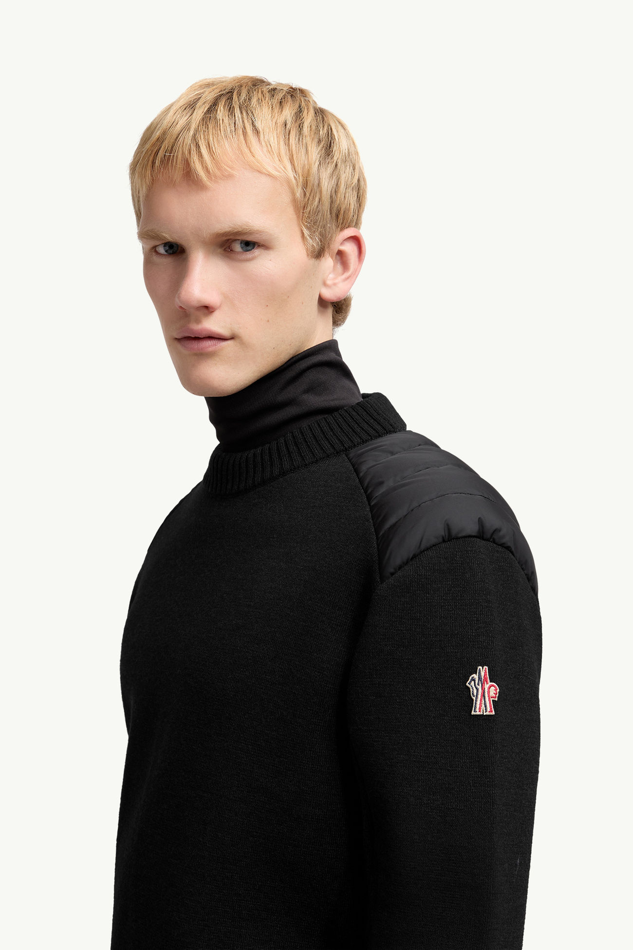 Pull matelassé en laine mélangée Hommes Noir Moncler 1