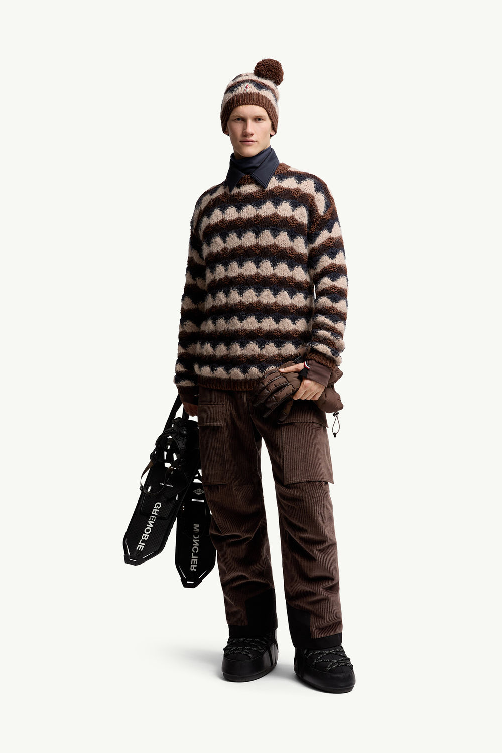 Geometric Jacquard Wool Blend Jumper Men Blue & Brown Moncler 0
