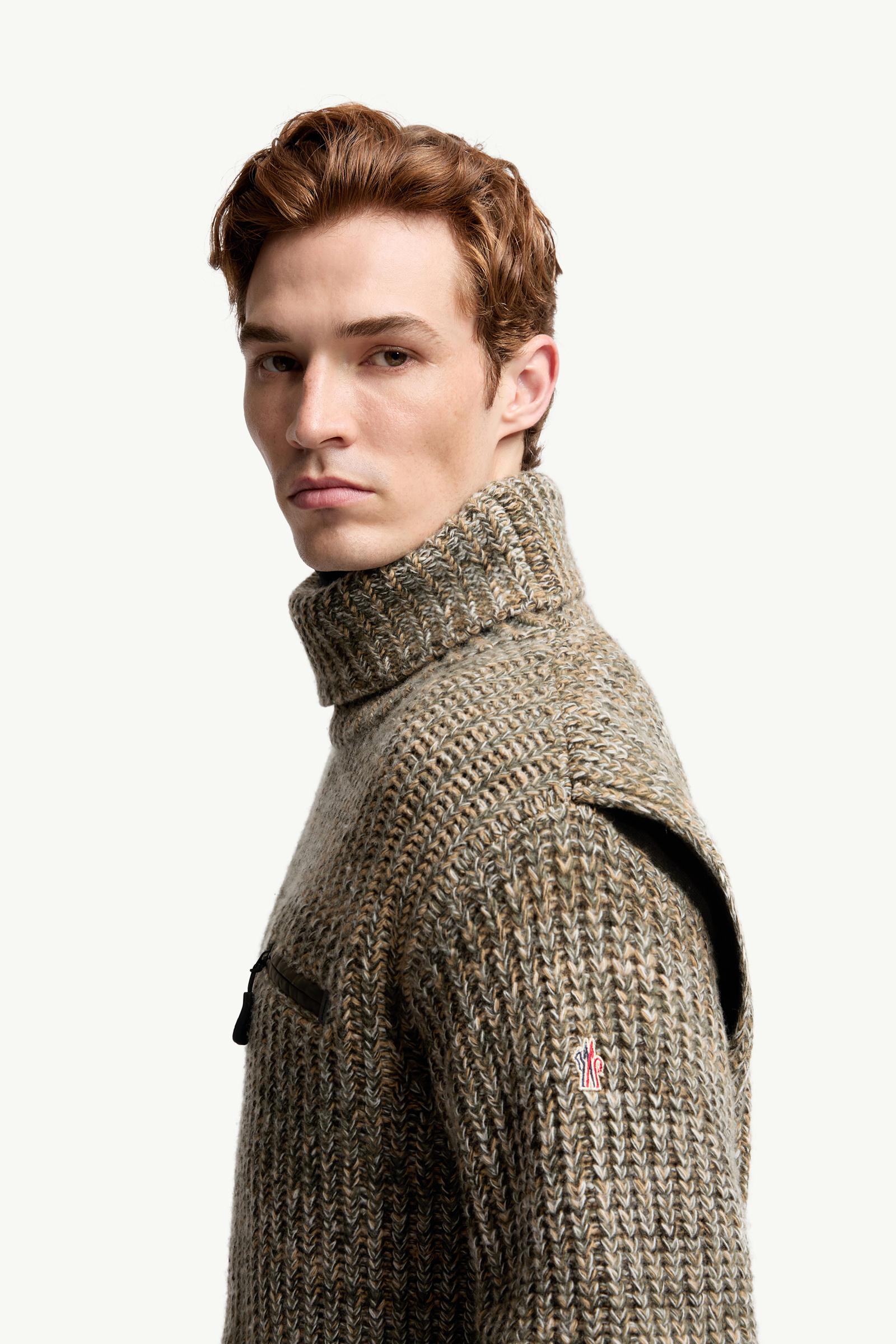 Wool Polo Neck Jumper With Pocket Men Sage Green Moncler 1